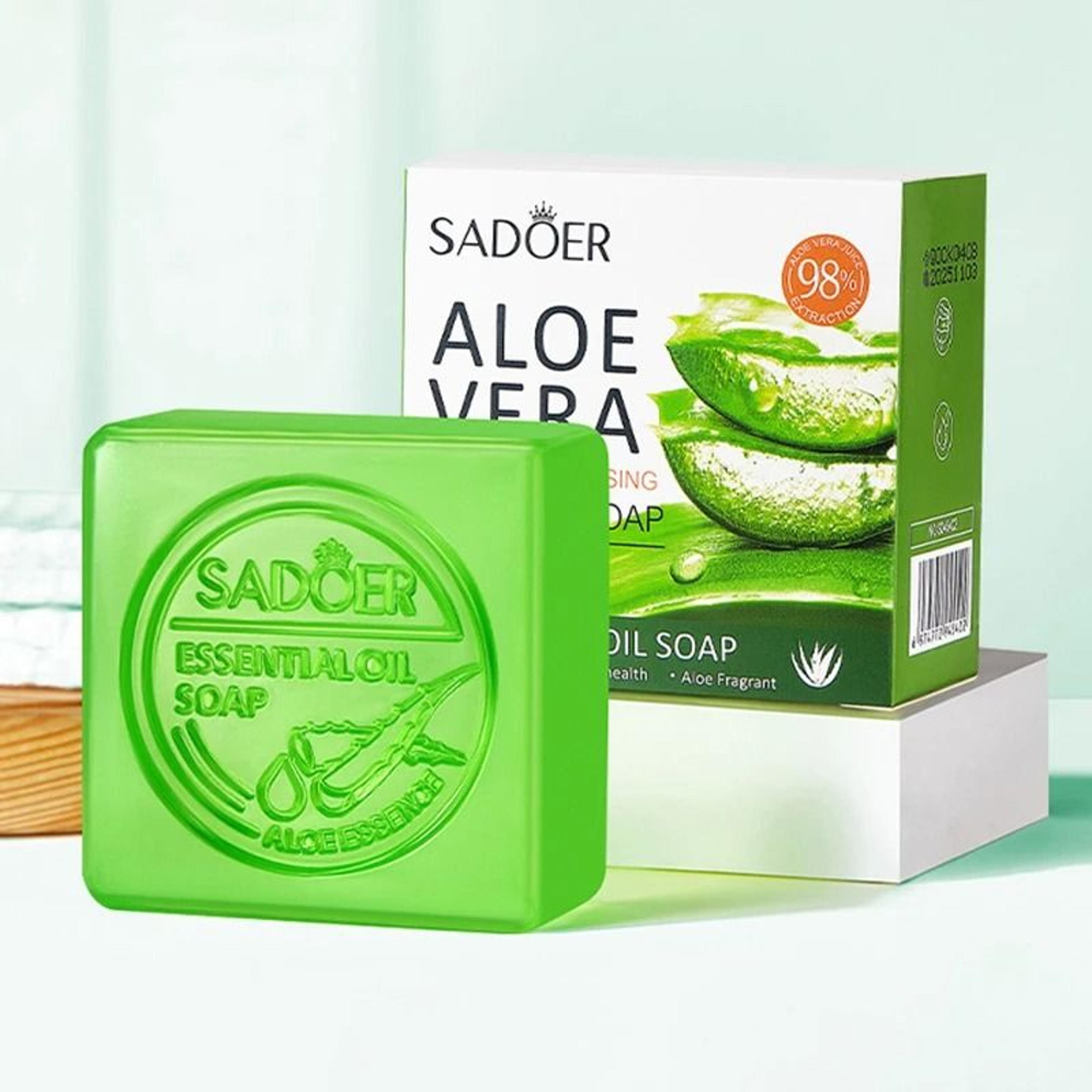 sadoer aloe vera hydrating facial soap - moisturizing face wash & oil-control body bar