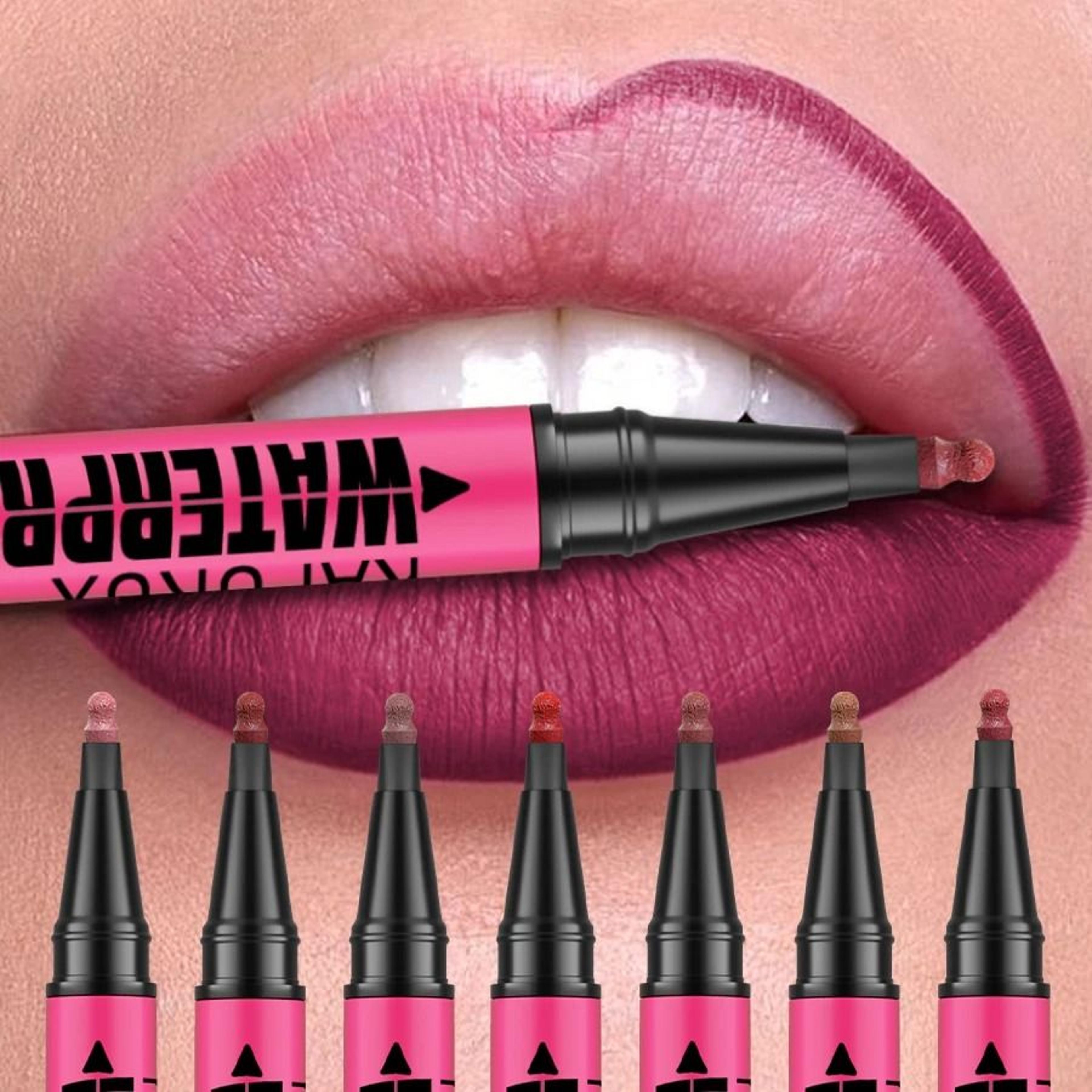12-color liquid matte lip liner pencil - waterproof plumping lip stain & contour pen