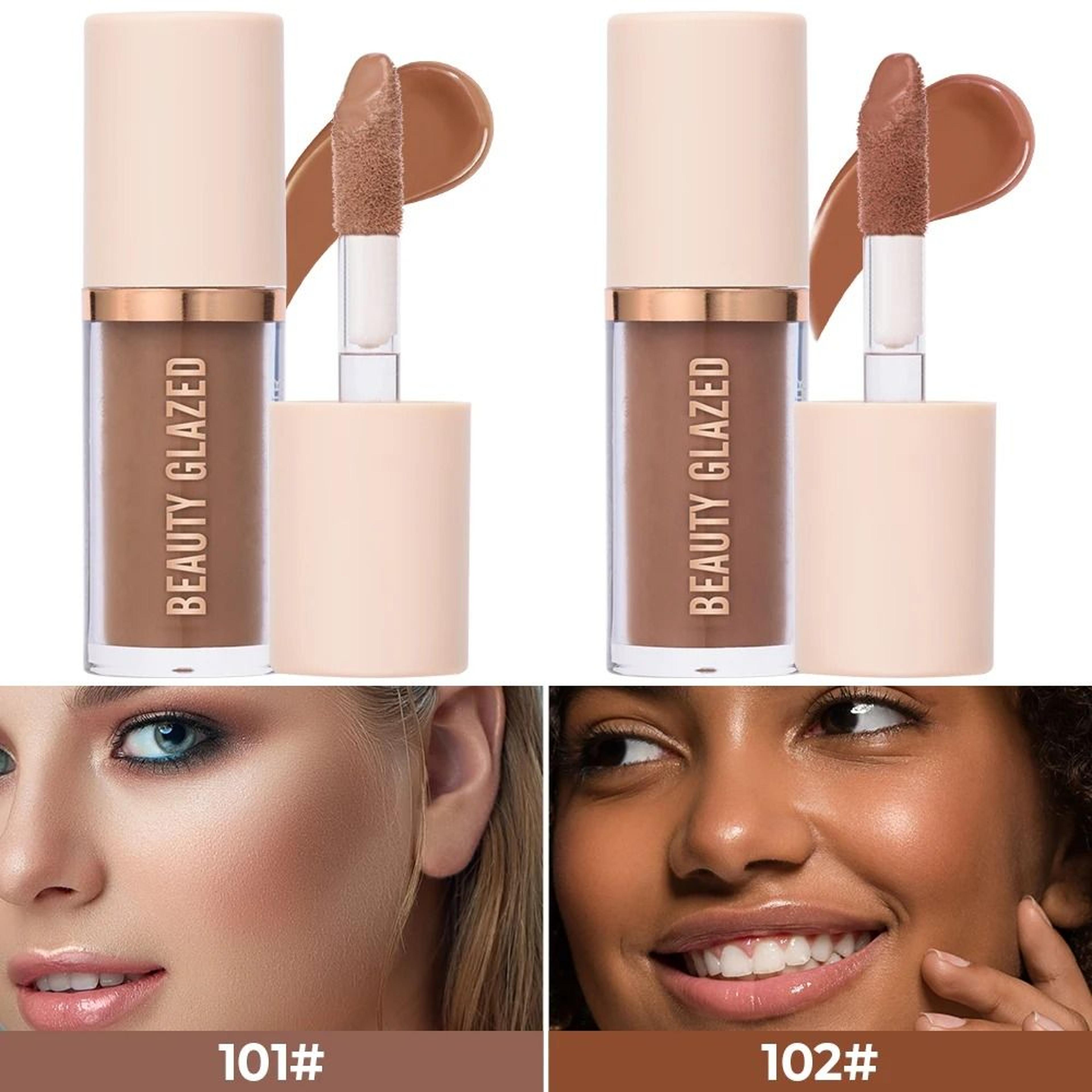 beauty glazed 2-color liquid contour wand set - waterproof matte facial sculpting & v-face shaping contour