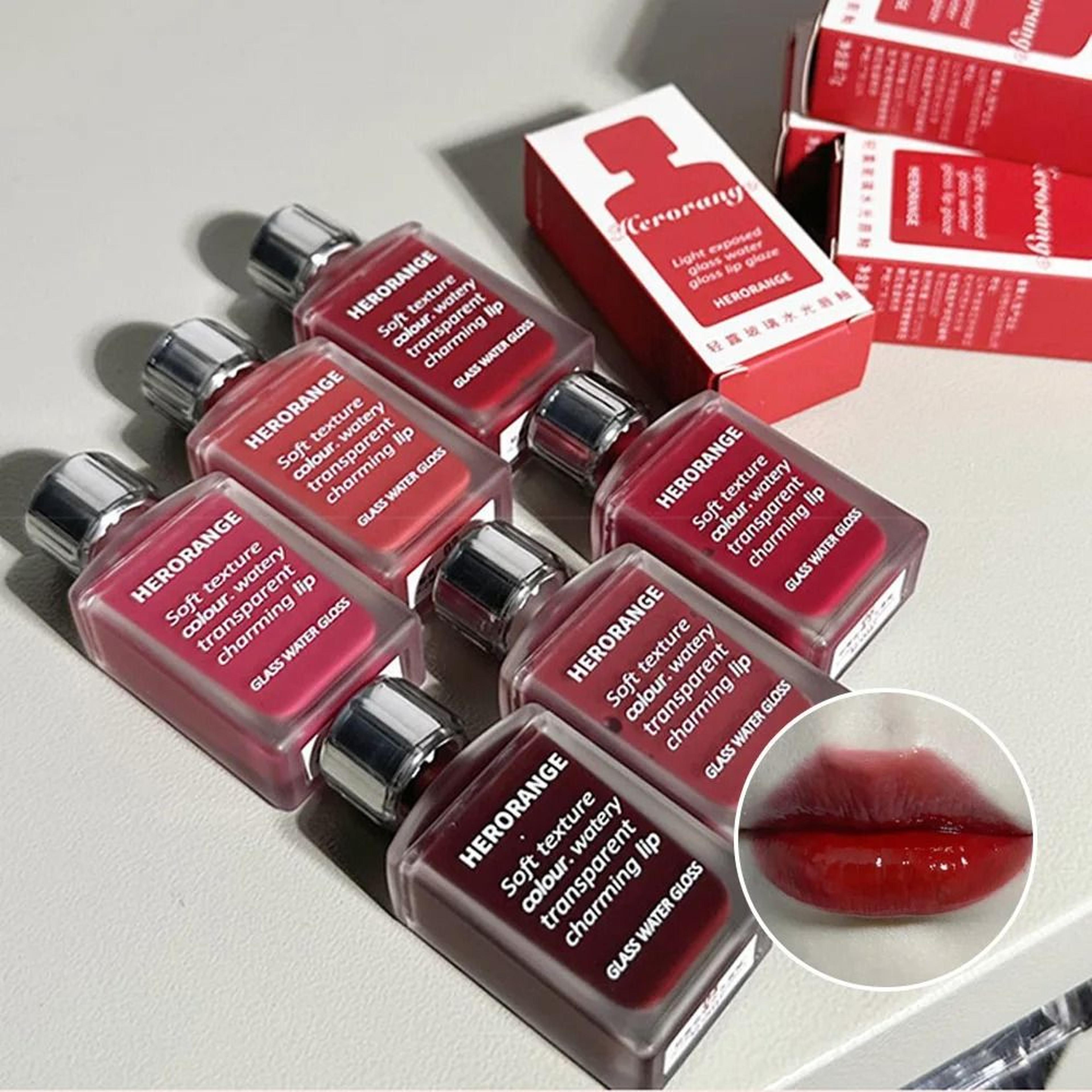 herorange lightly glass water gloss lip glaze - mirror plumping lip oil & non-stick cup lip tint