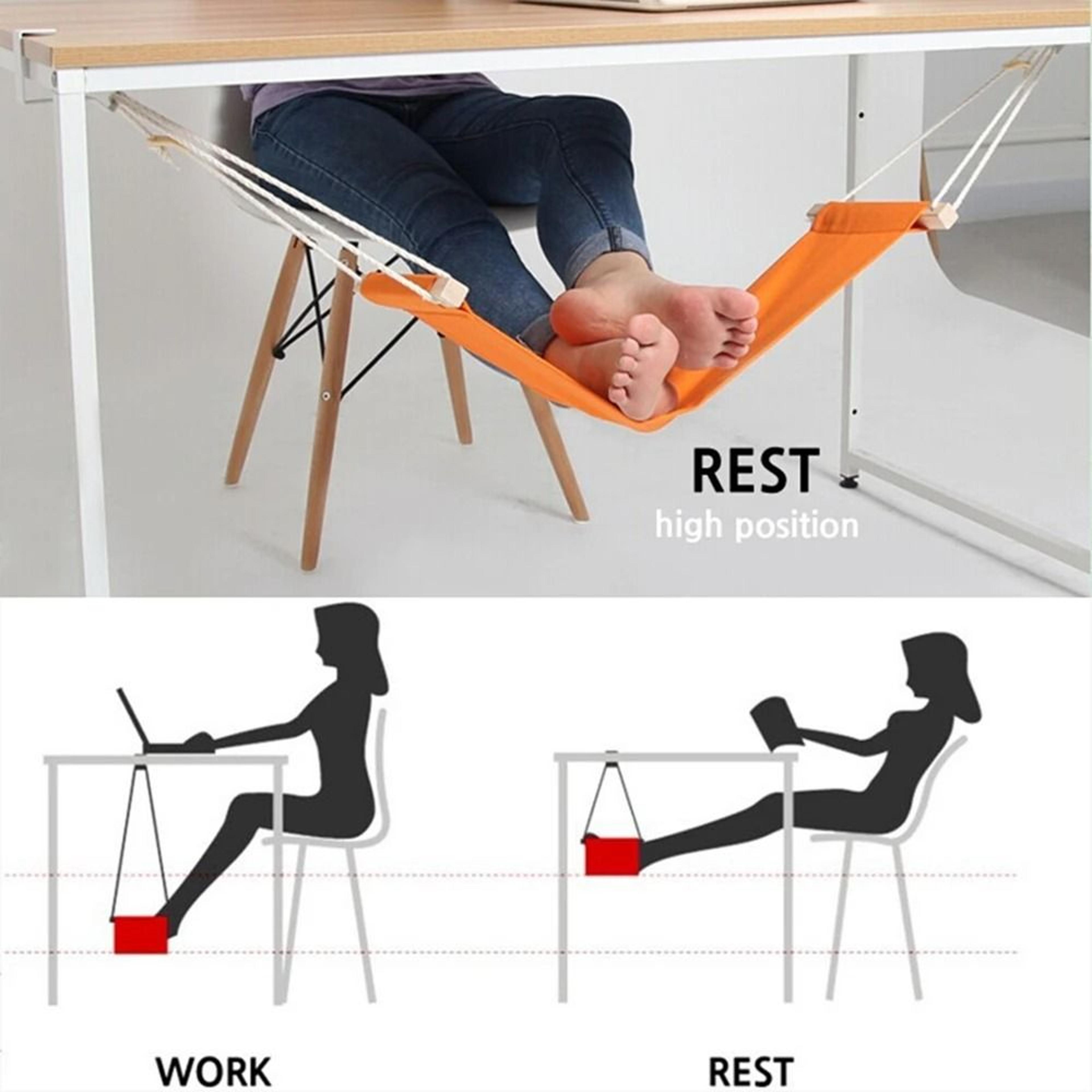 portable under-desk foot hammock - adjustable leisure desk footrest for office, home & outdoor use