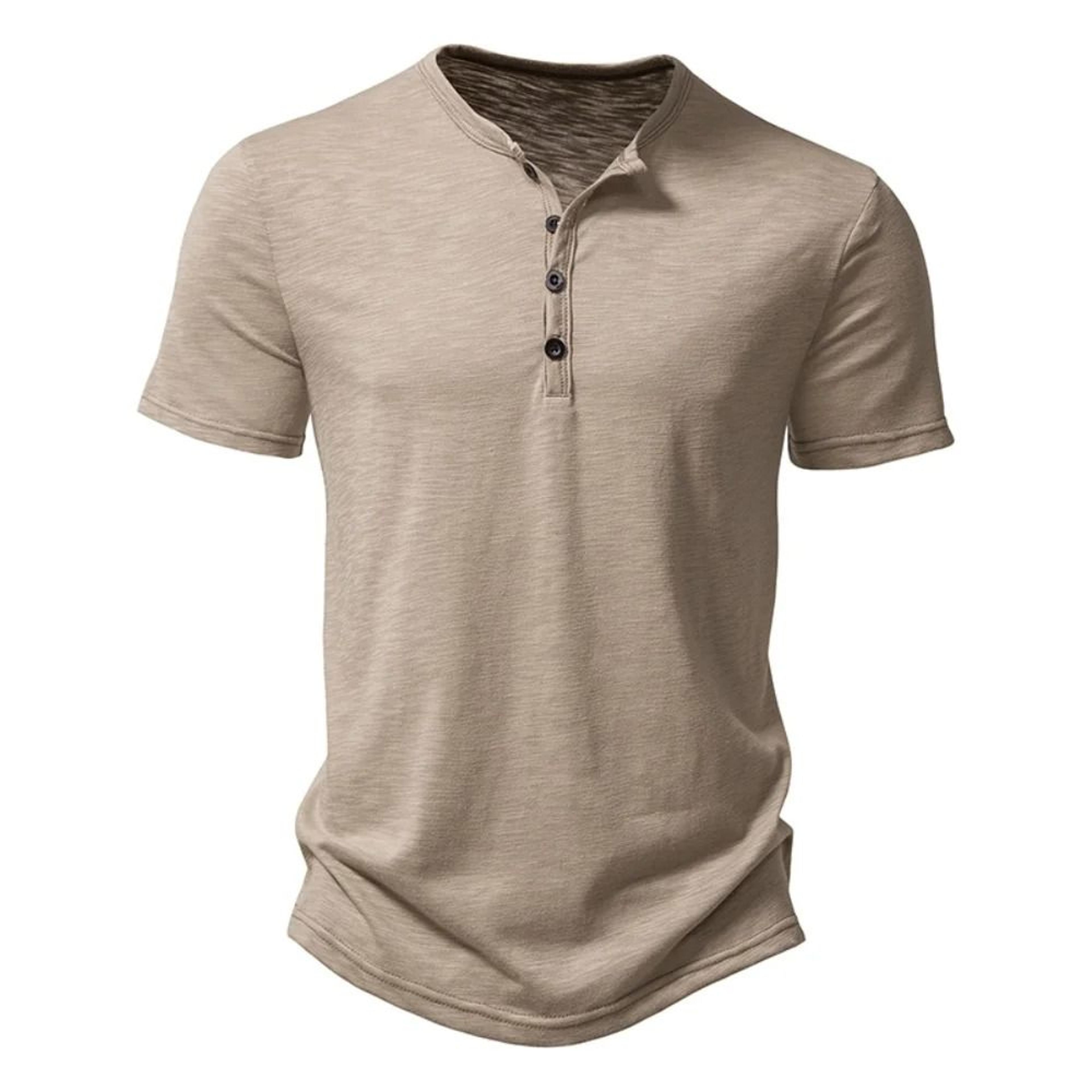 men's premium henley collar short sleeve t-shirt - high-quality casual solid color summer polo shirt