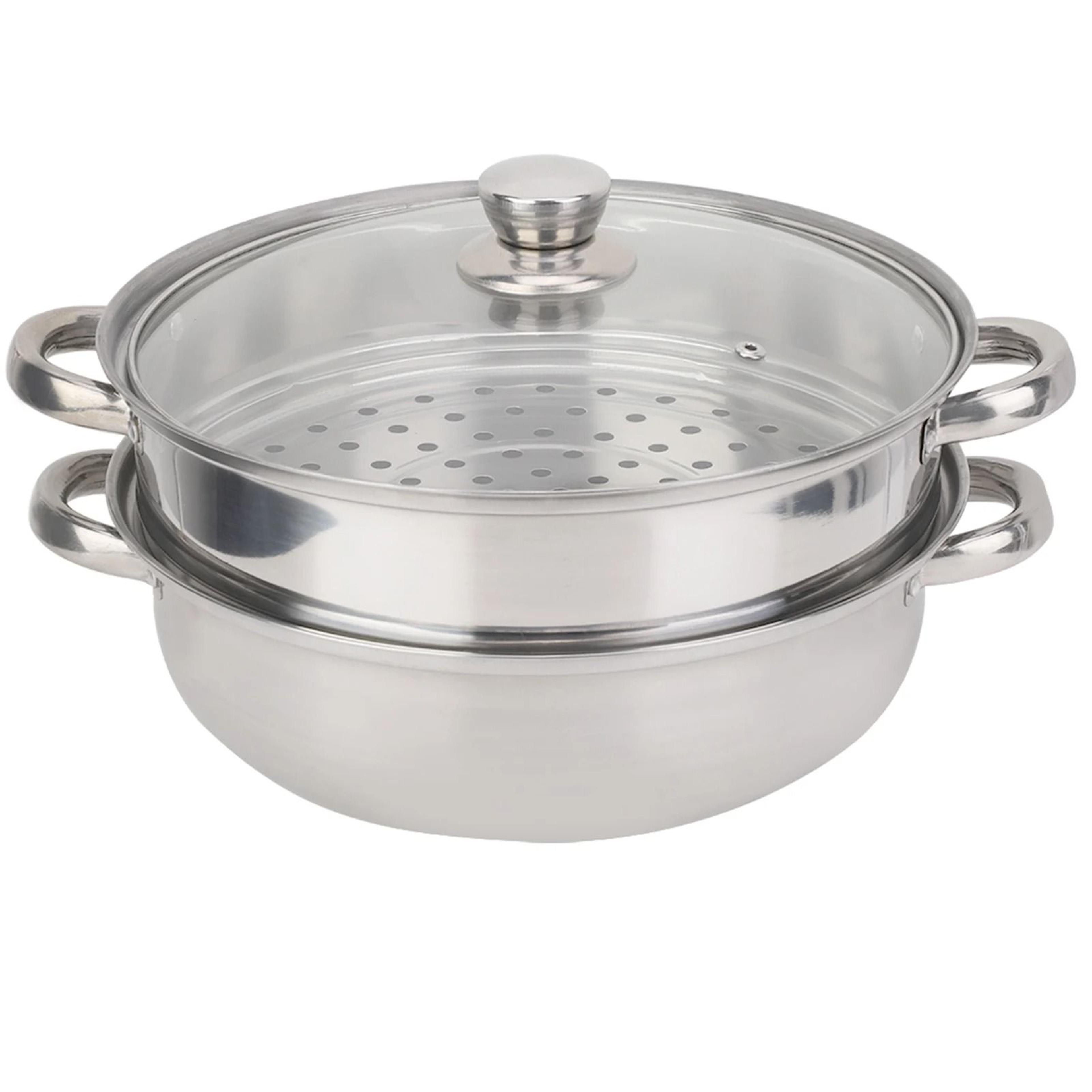 27cm 2-layer stainless steel steamer pot & double boiler - multi-purpose soup steaming pot