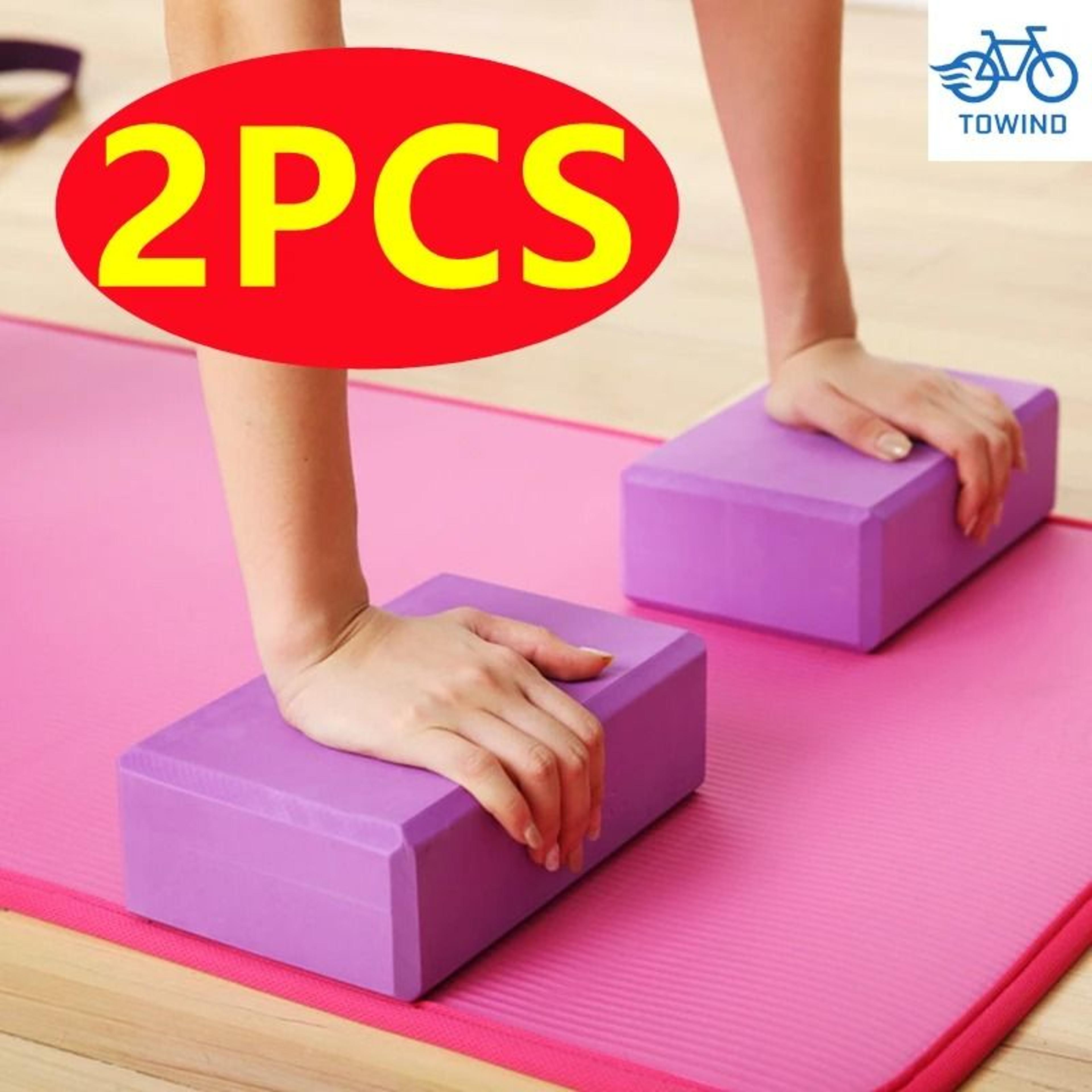 2-piece high-density eva foam yoga blocks - auxiliary support bricks for stretching, pilates & body shaping
