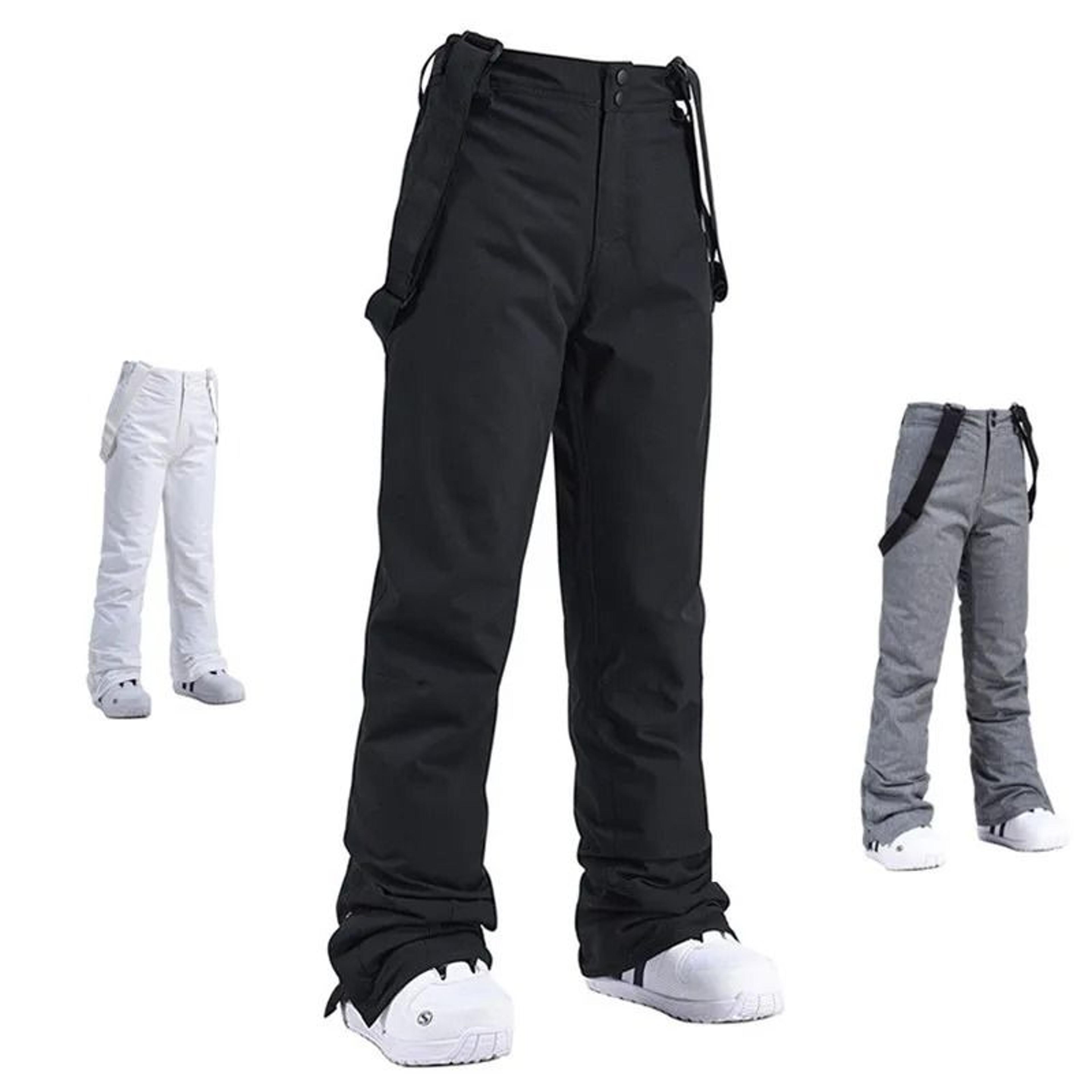 unisex winter thick warm skiing pants - waterproof windproof suspender snowboard trousers