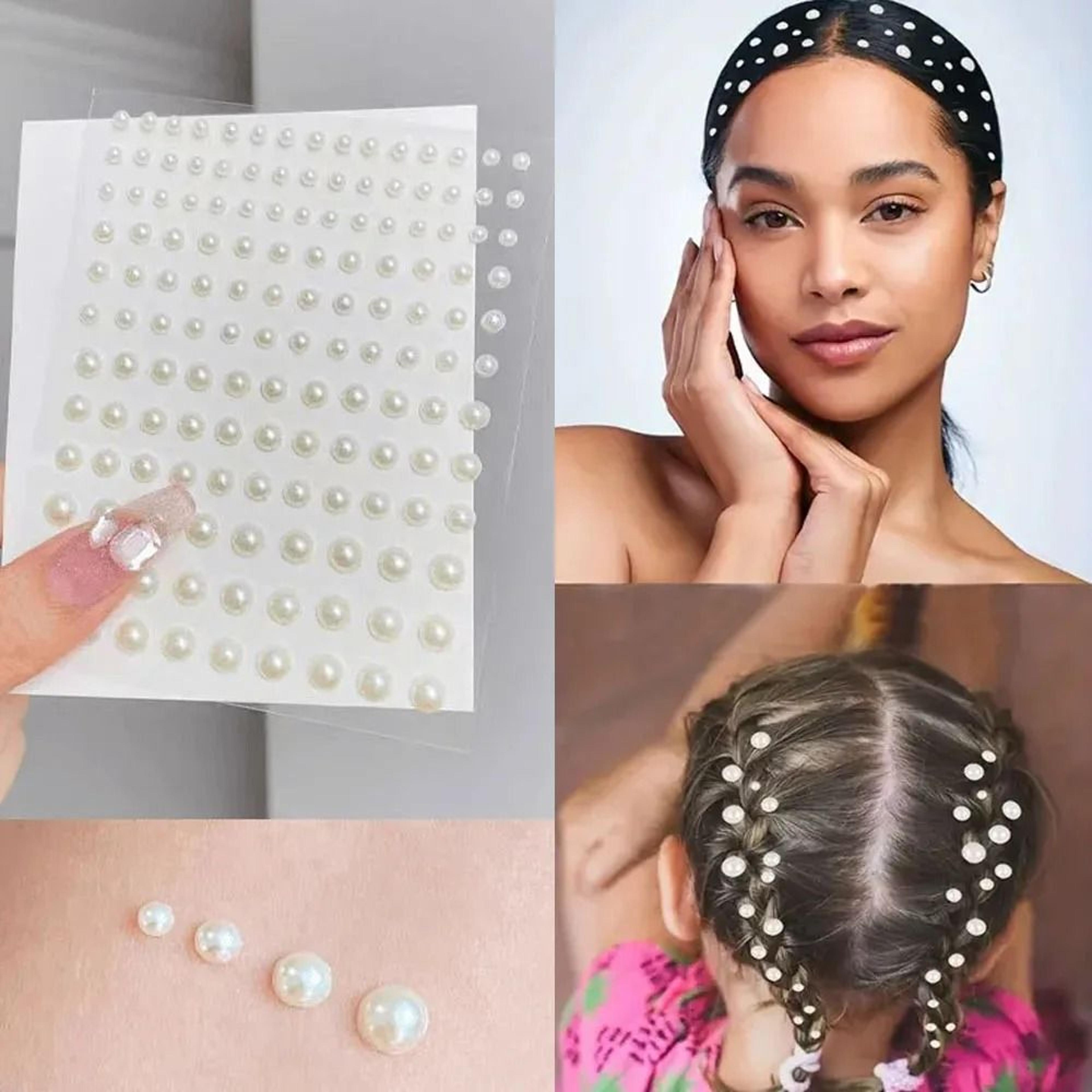 self-adhesive pearl stickers set (162 pcs) - mixed sizes for face, eyes, makeup & hair