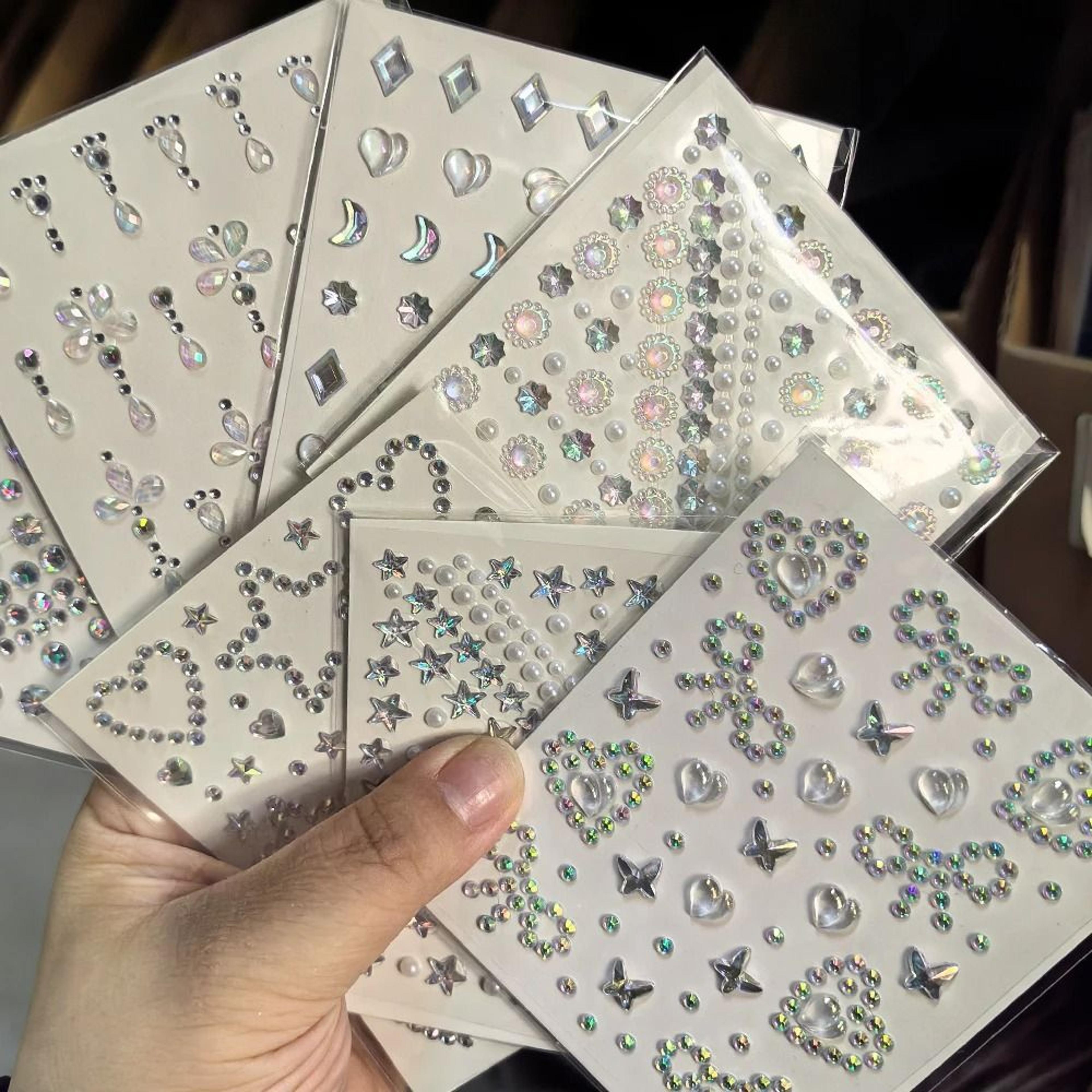 laser sparkle stars & pearls face gems stickers - rhinestone eye & face temporary tattoos