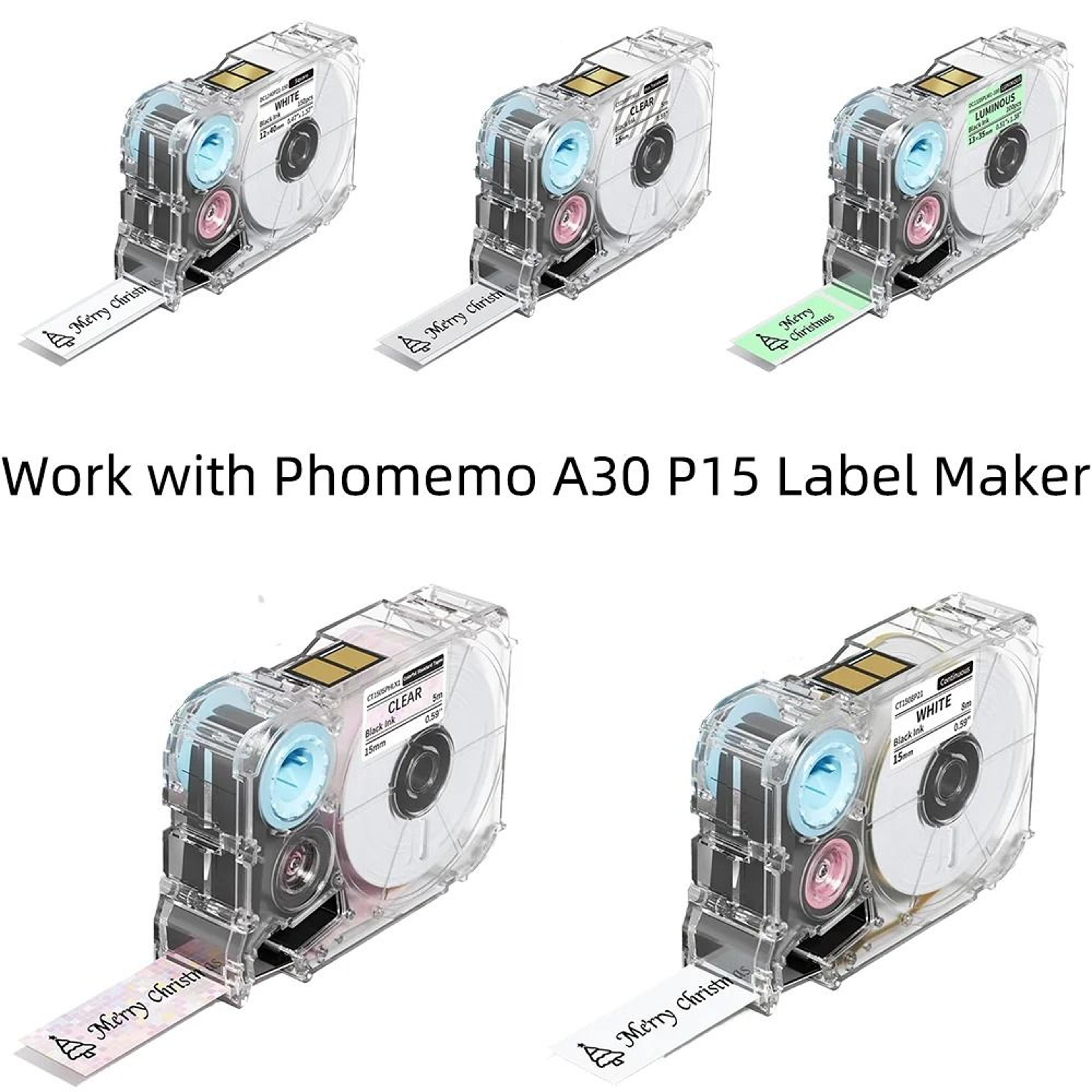 phomemo a30 / p15 multi-color label printer tape - waterproof & scratch-resistant adhesive labels