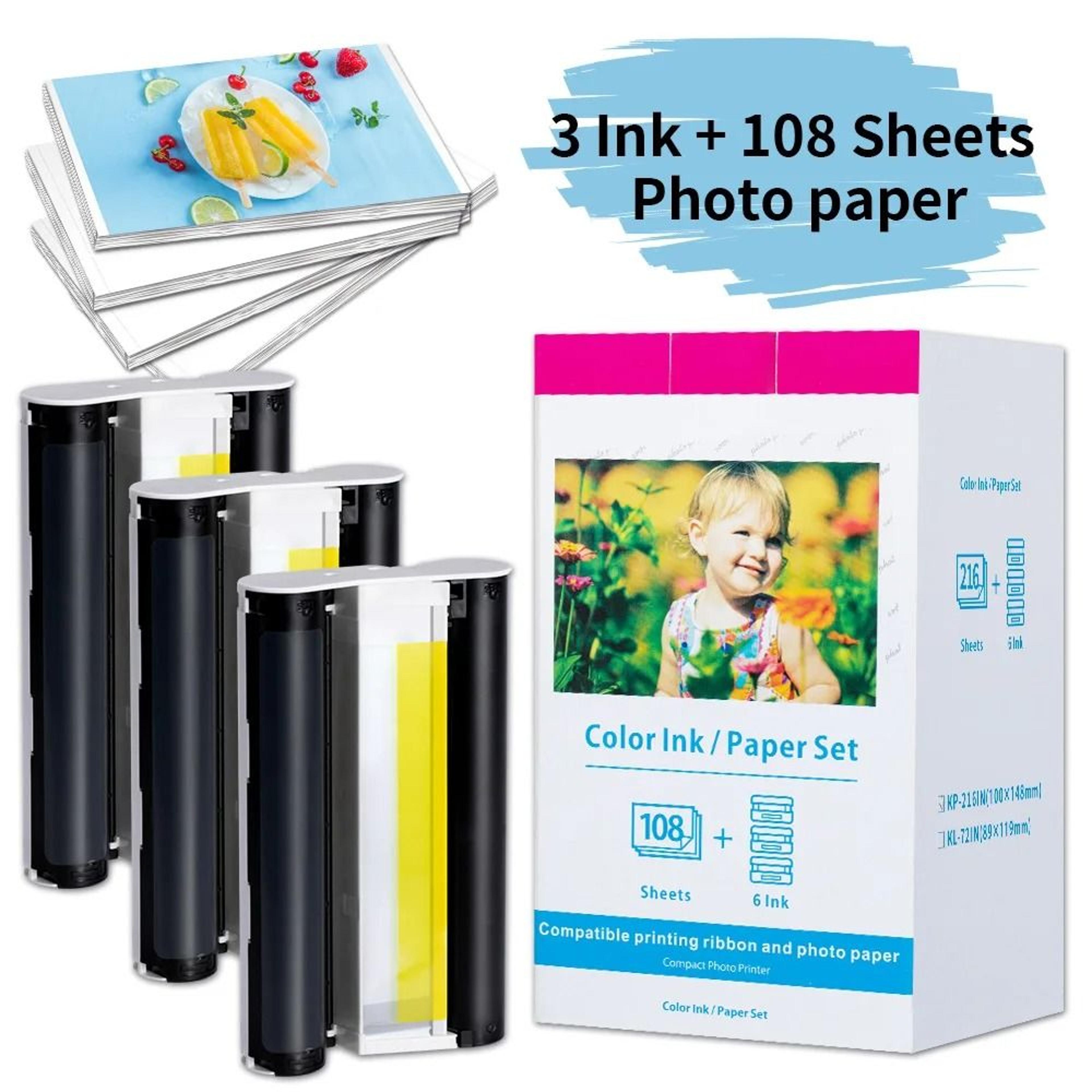 kp-108in ink & photo paper set for canon selphy cp1300 cp1500 cp1200