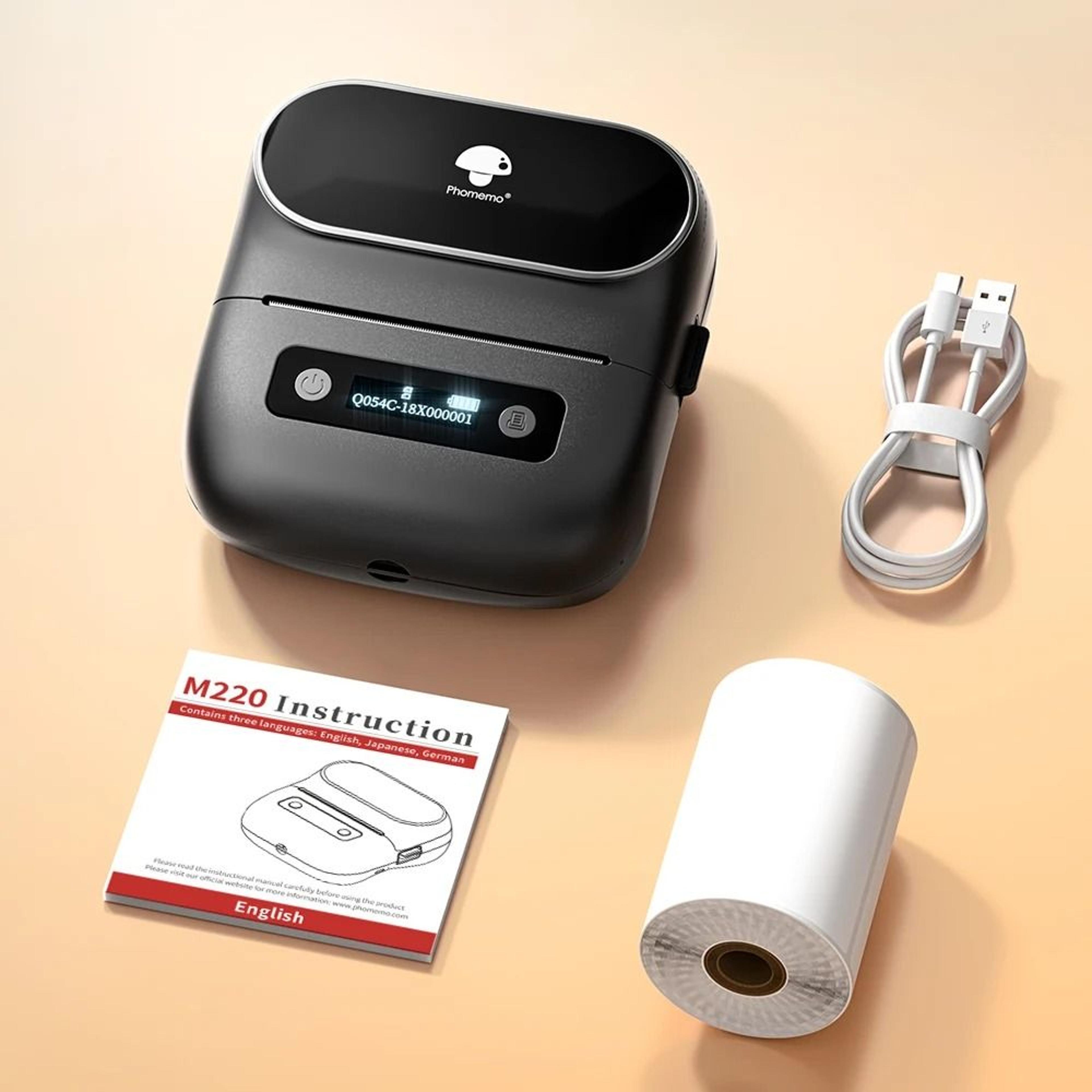 phomemo m220 portable bluetooth label printer - 75mm thermal barcode machine