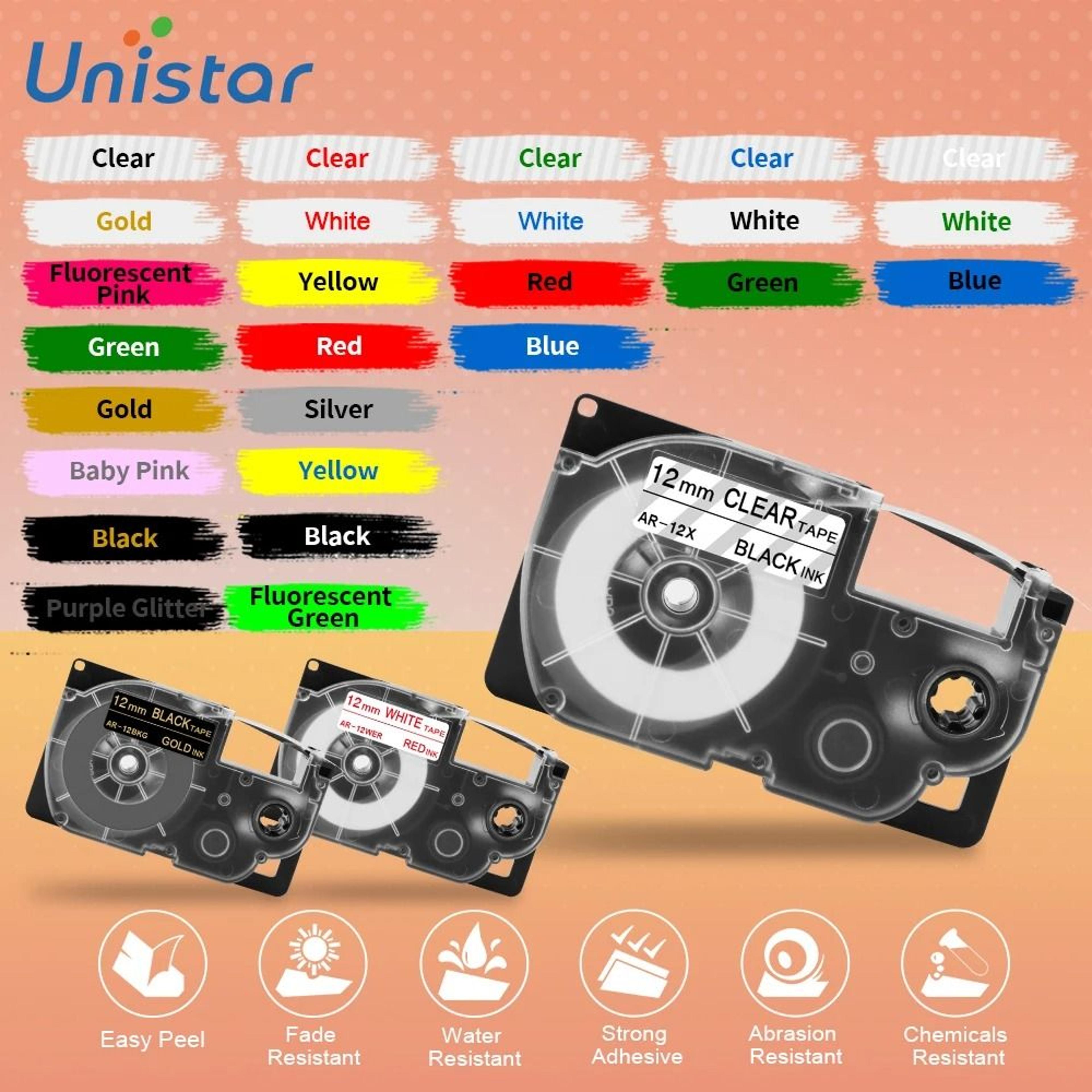 12mm xr-12we label tape compatible for casio ez label printer kl-120 kl-60