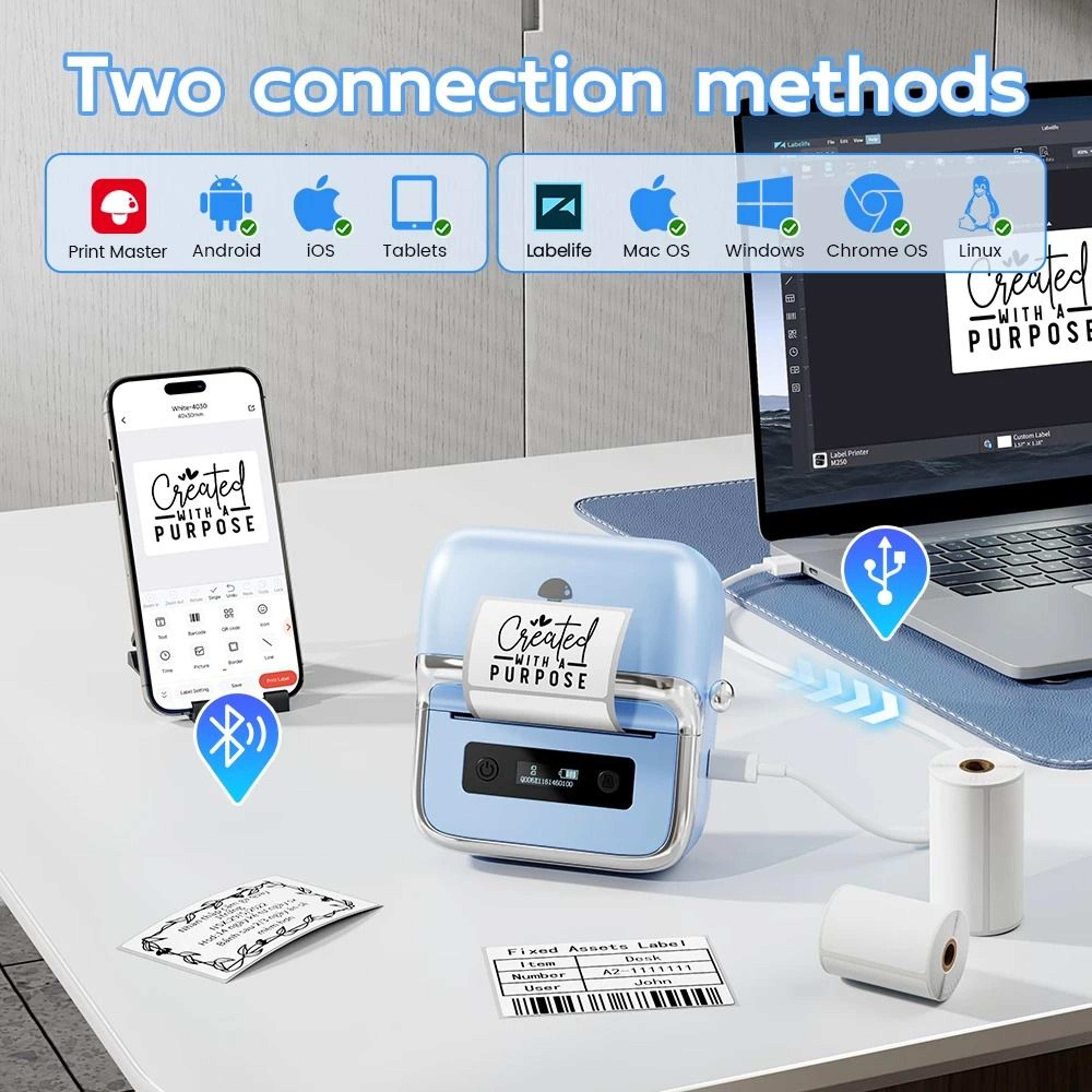 phomemo m250 wireless bluetooth thermal label printer