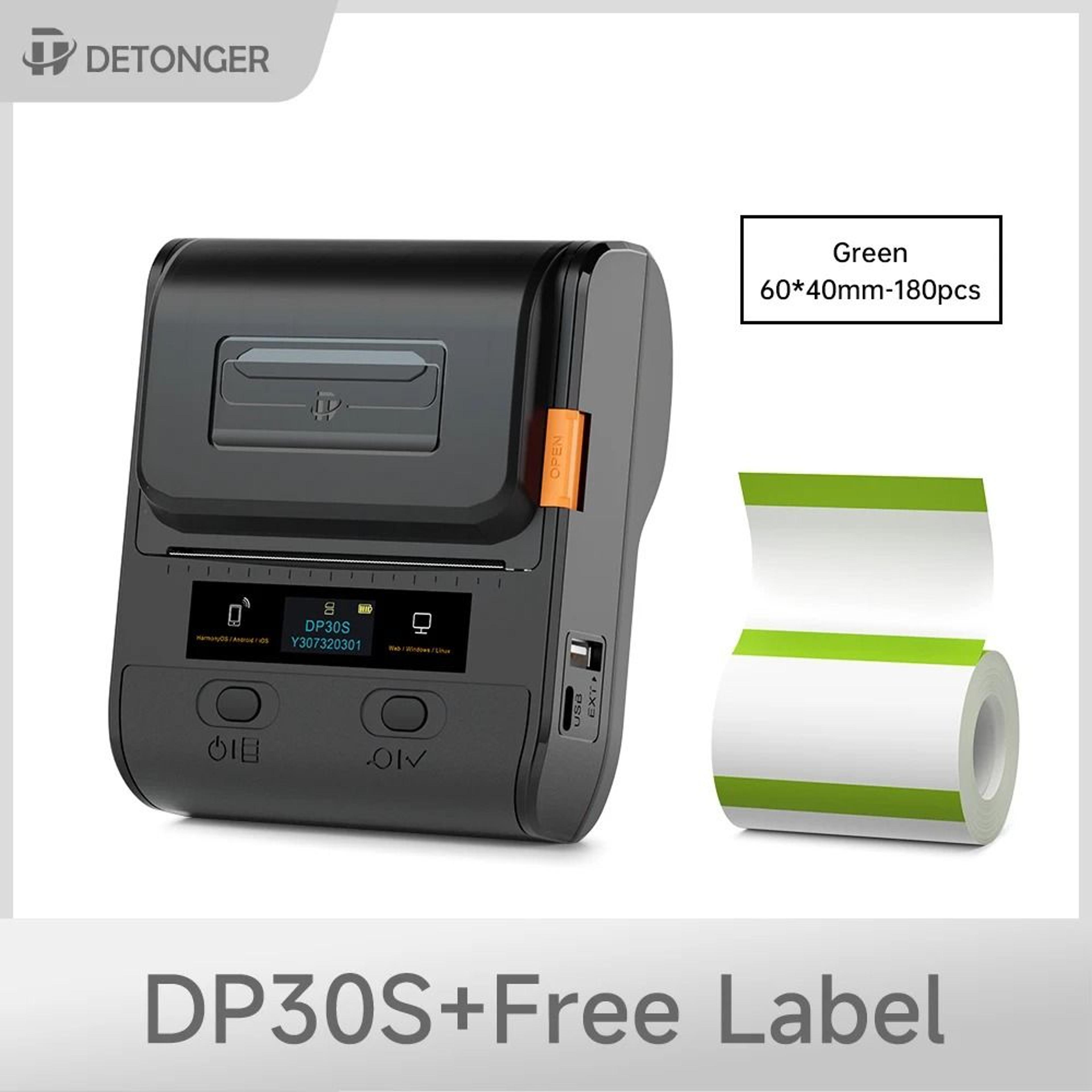 detonger dp30s portable wireless thermal label printer (20–75mm paper width)