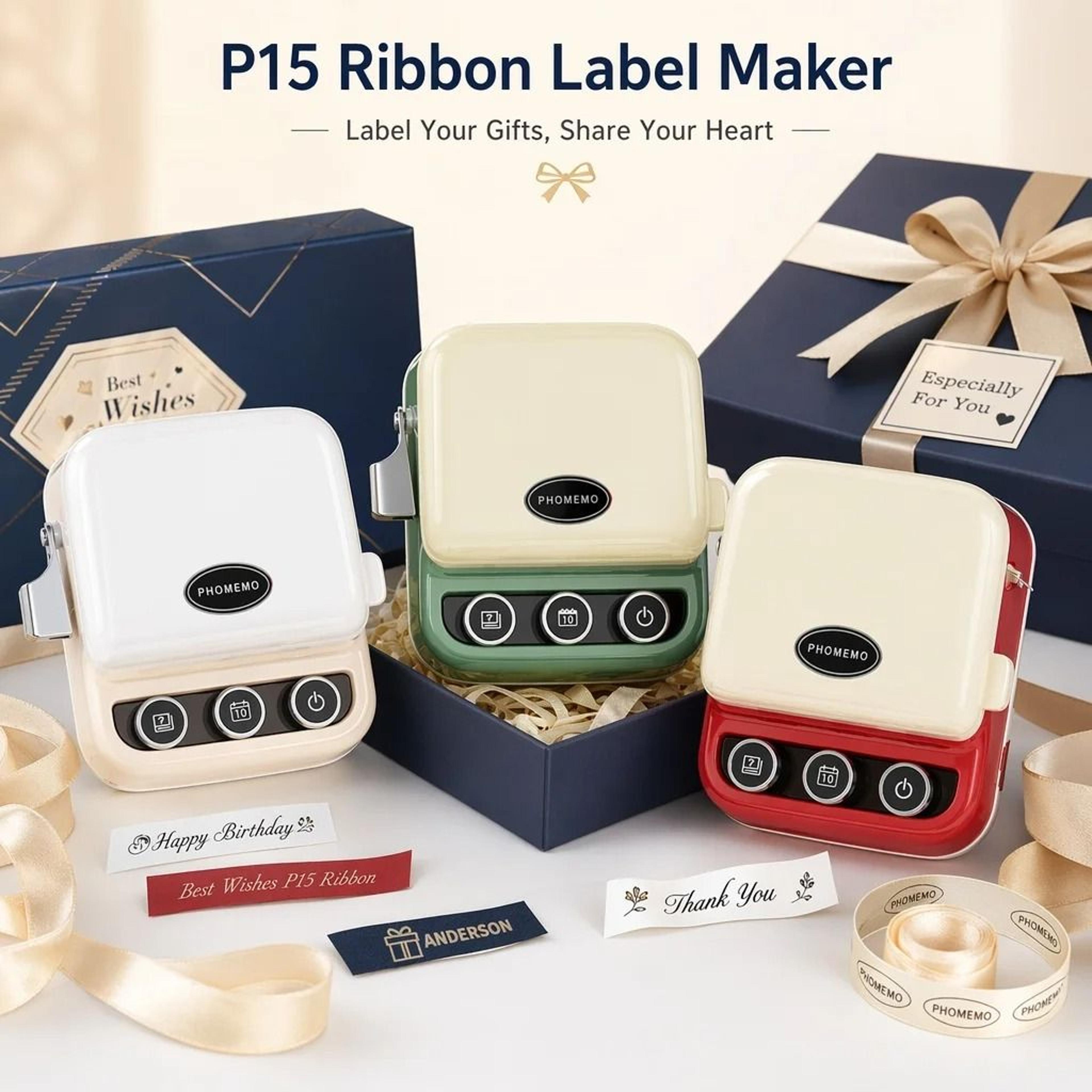 phomemo p15 portable wireless bluetooth label maker machine with ribbon