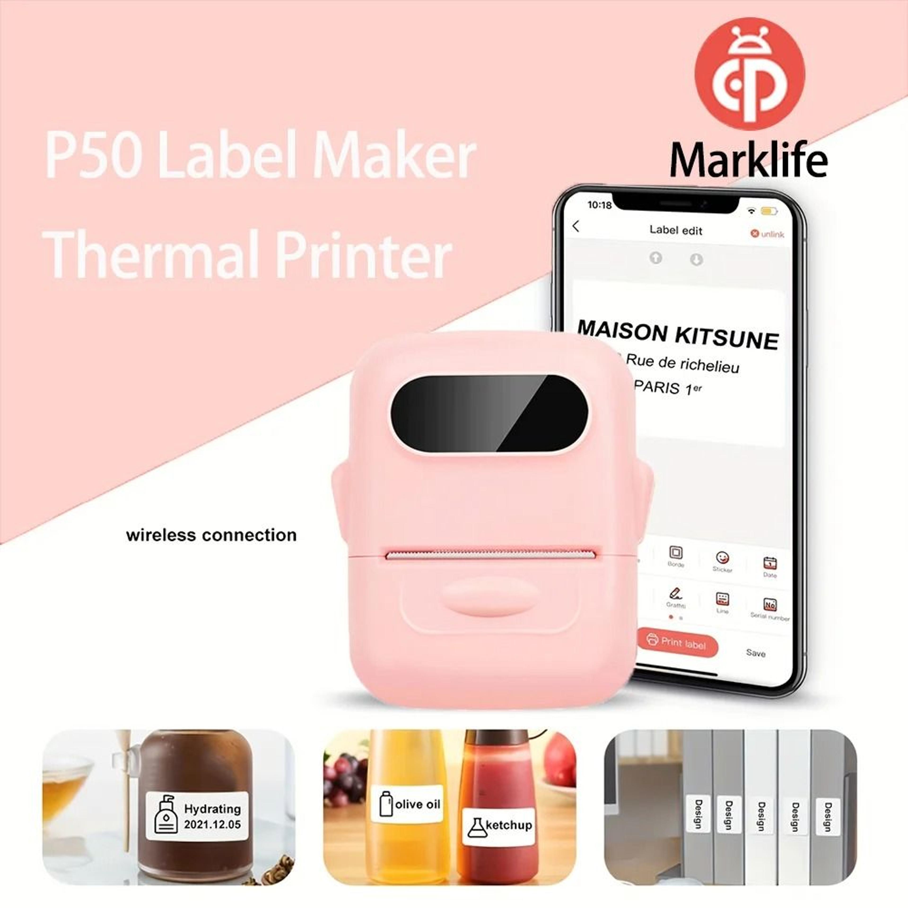 marklife p50 portable mini wireless thermal label printer
