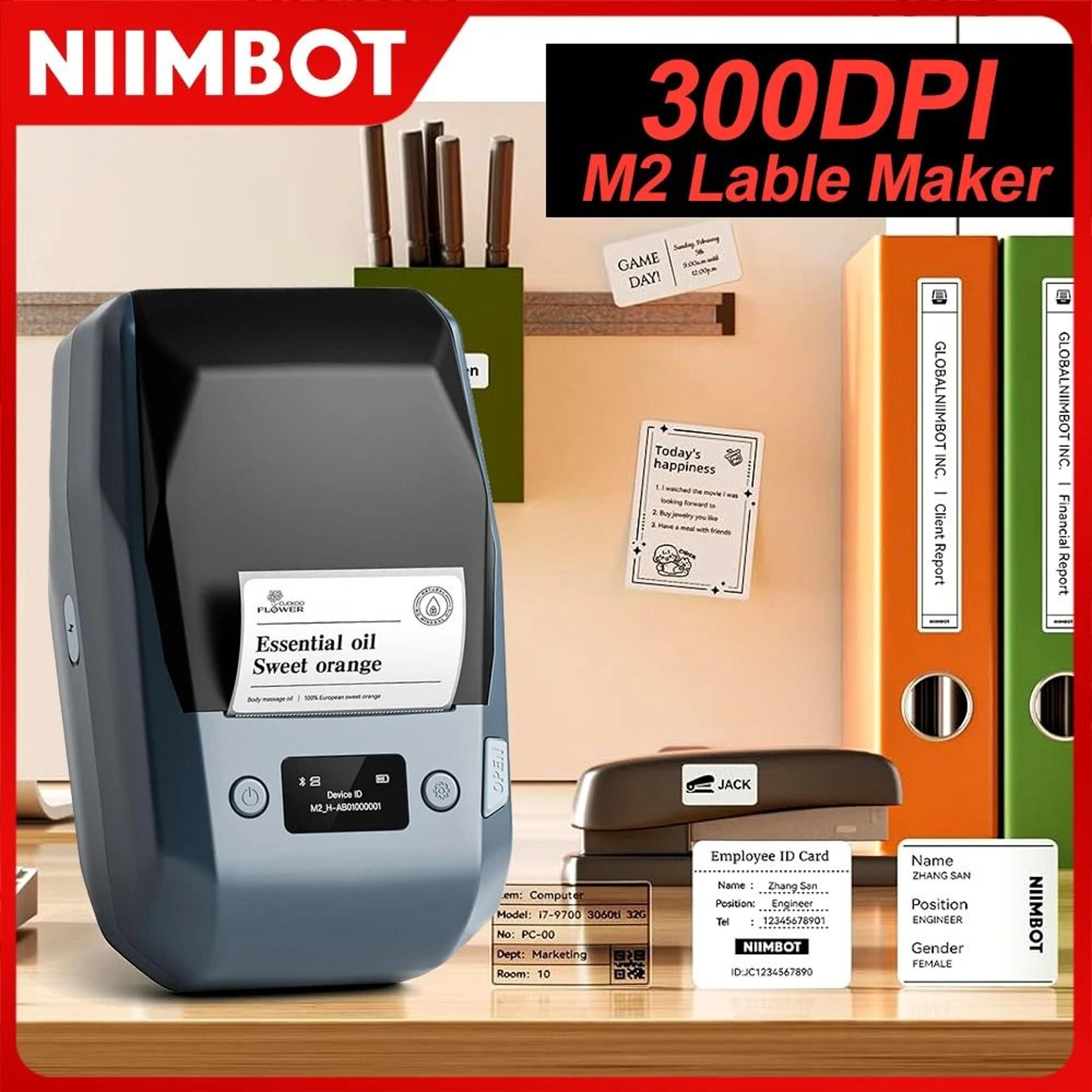 niimbot m2 300dpi portable thermal transfer label printer & apparel tag maker