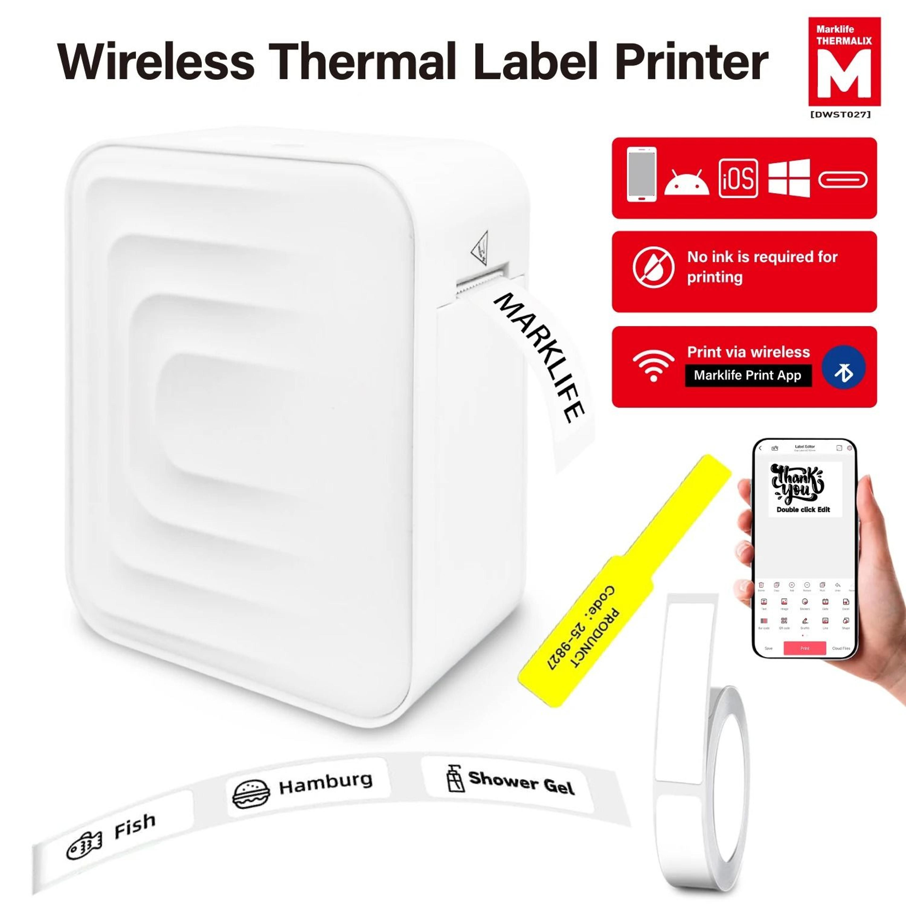 marklife m1 mini portable bluetooth thermal label printer & sticker maker