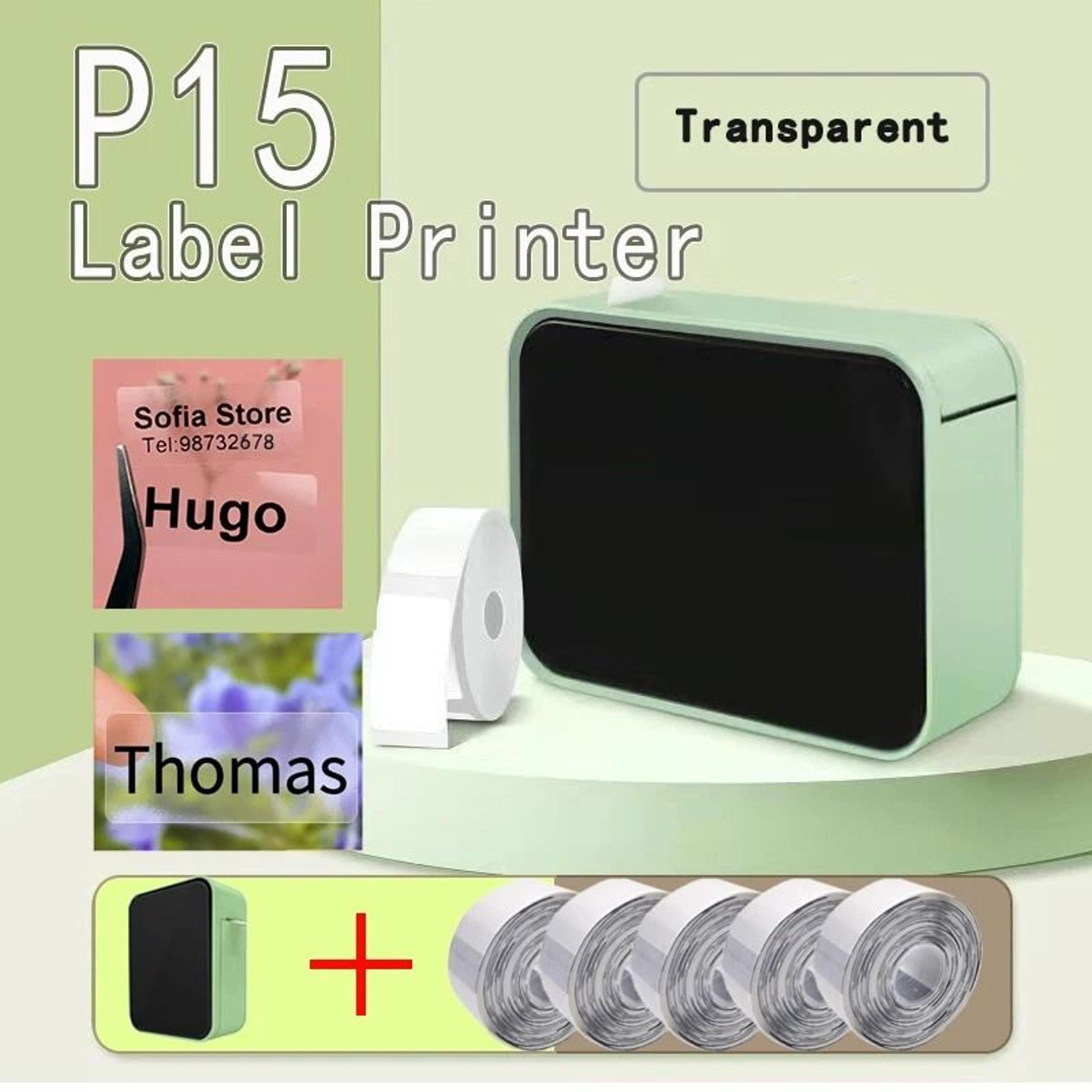 p15 portable mini wireless bluetooth label printer & clear sticker maker