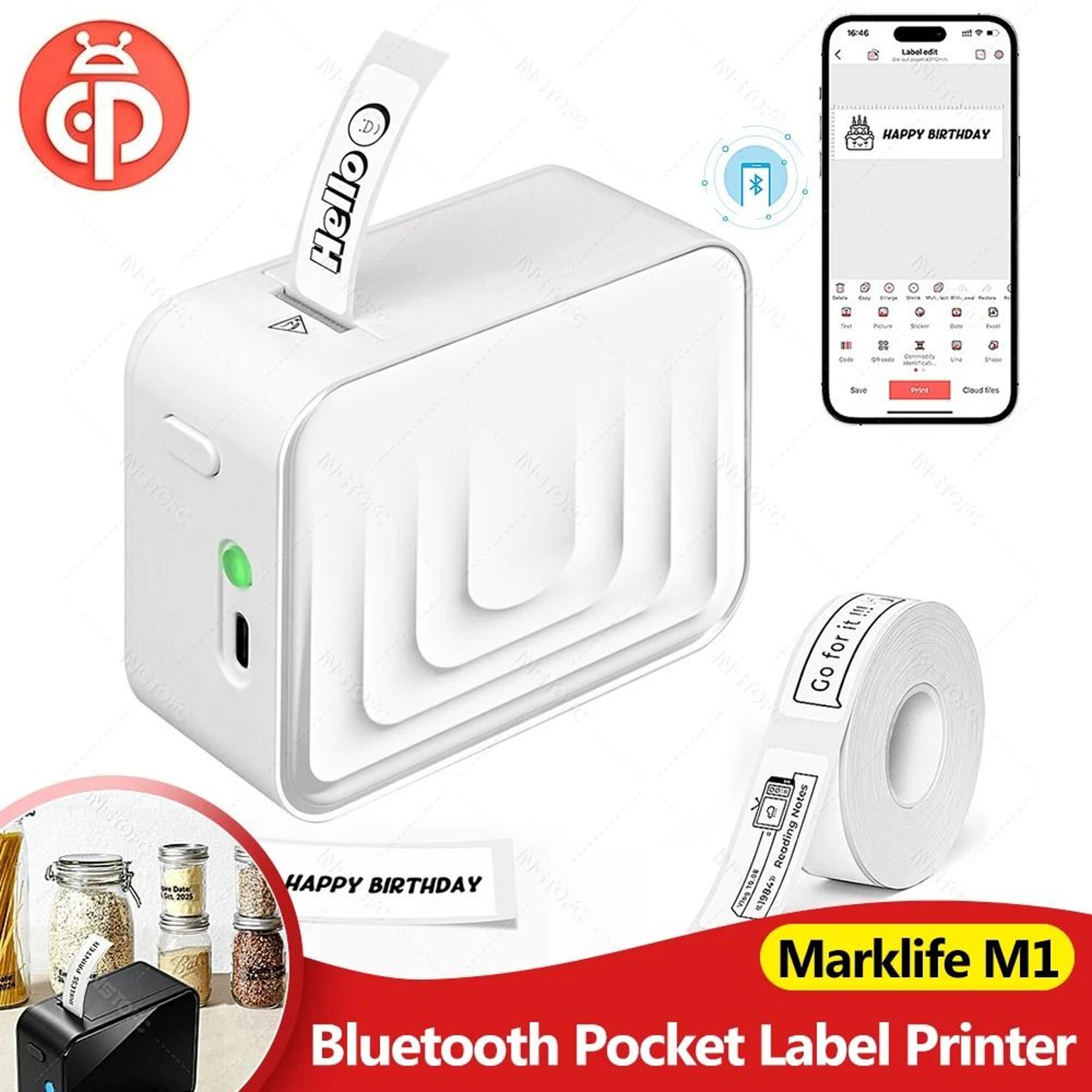 marklife m1 mini portable bluetooth thermal label printer