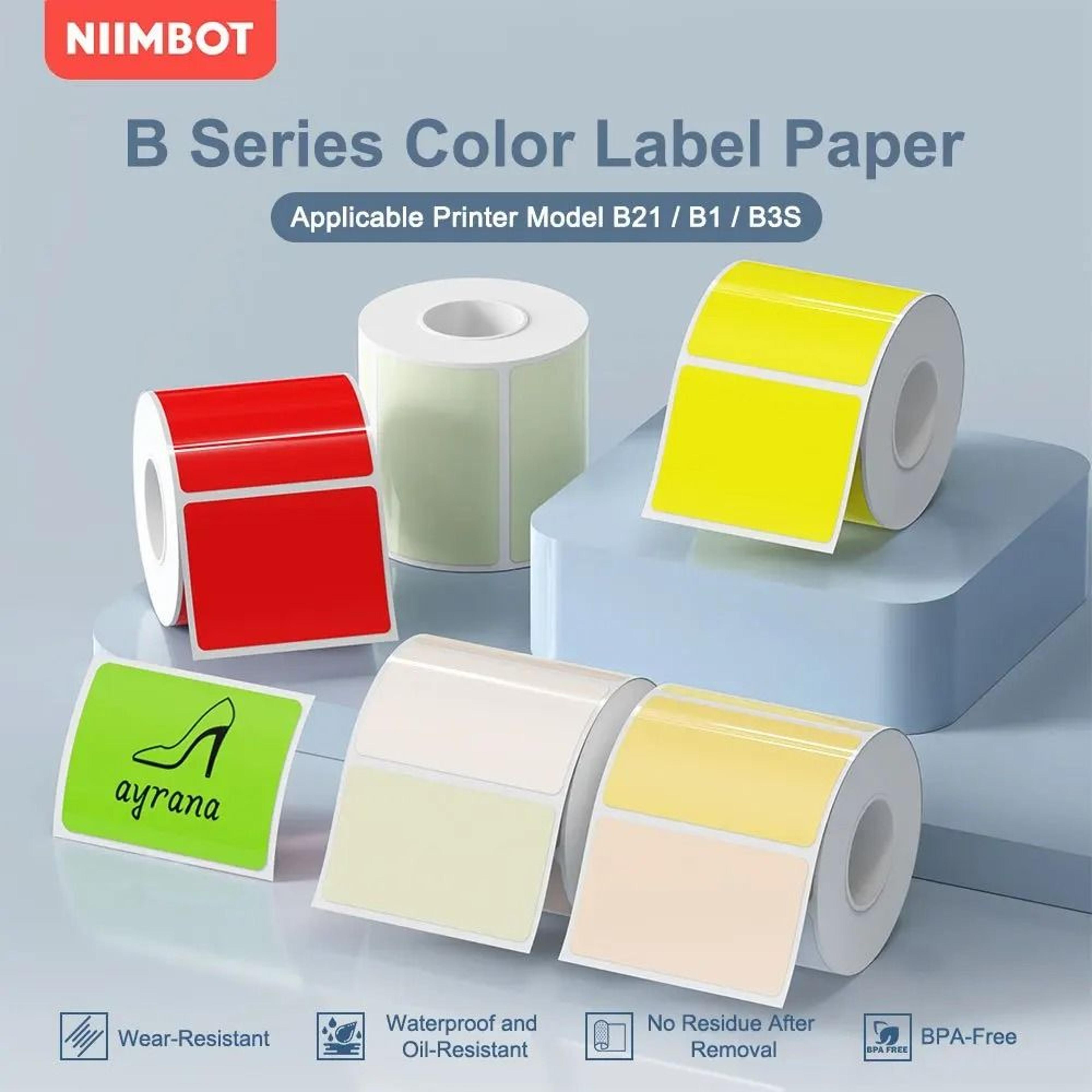 niimbot colored self-adhesive thermal label paper rolls for b21, b203 & b3s printers