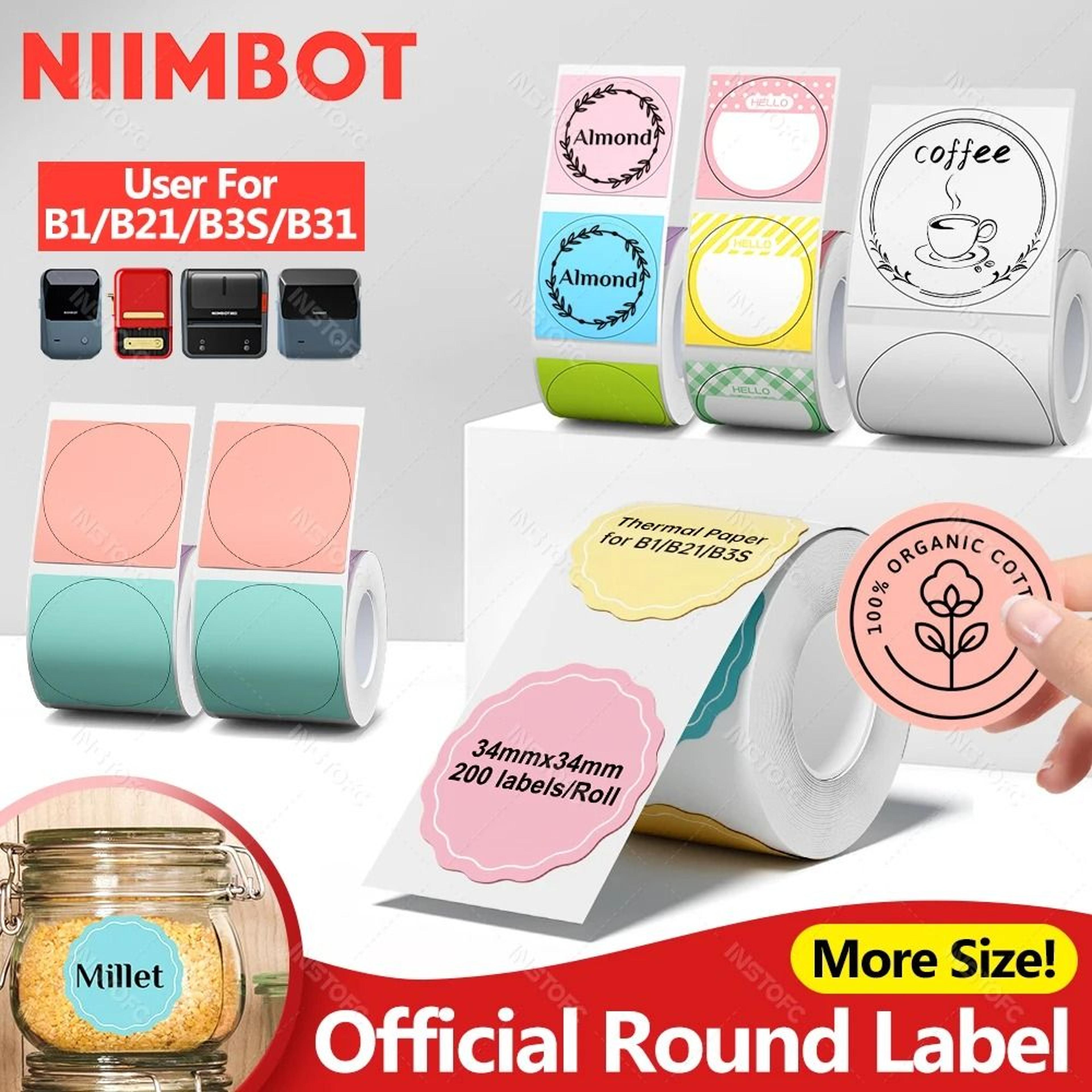 niimbot self-adhesive thermal round label paper rolls for b21, b1 & b3s printers