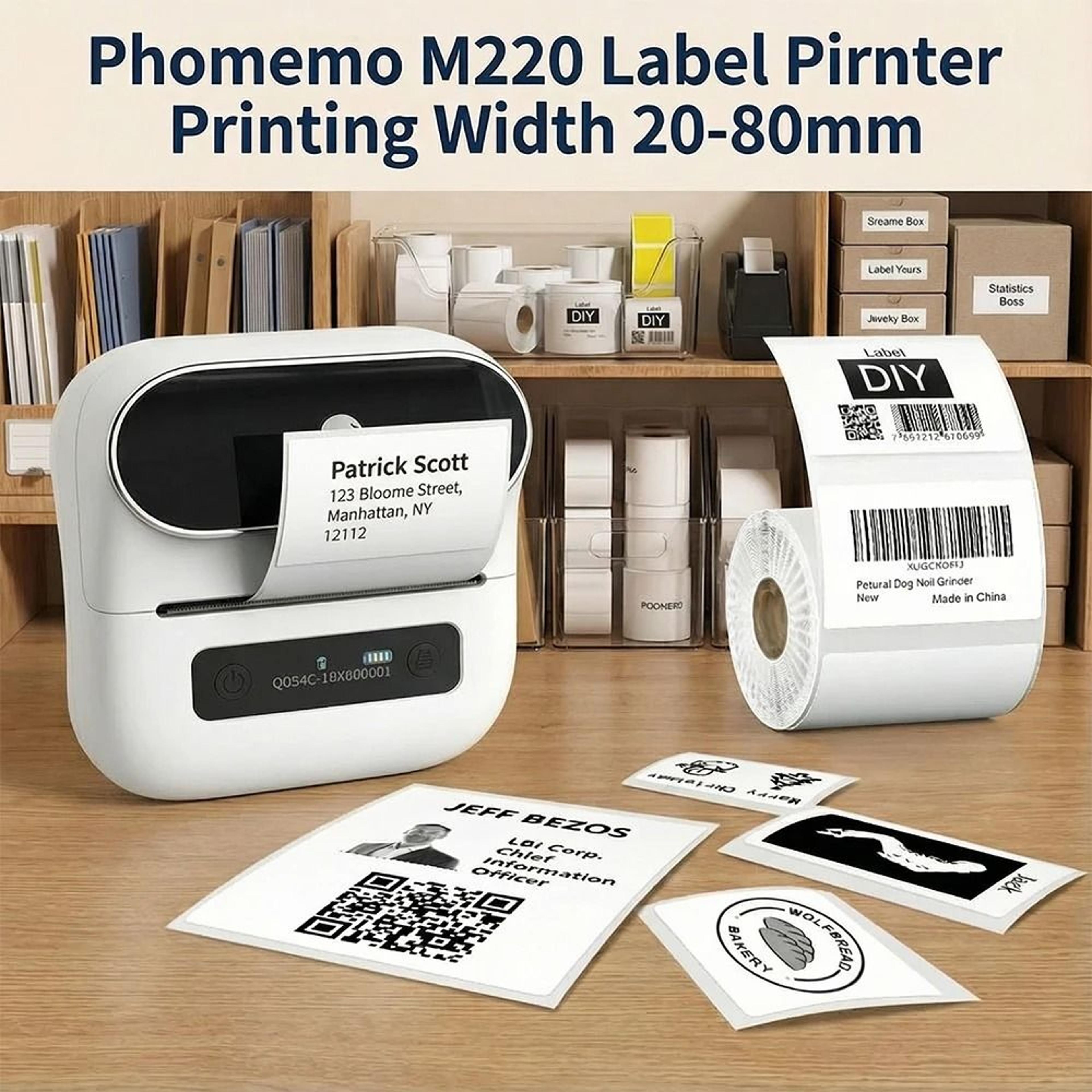 zodzi m220 wireless thermal label printer for 75mm barcodes & shipping