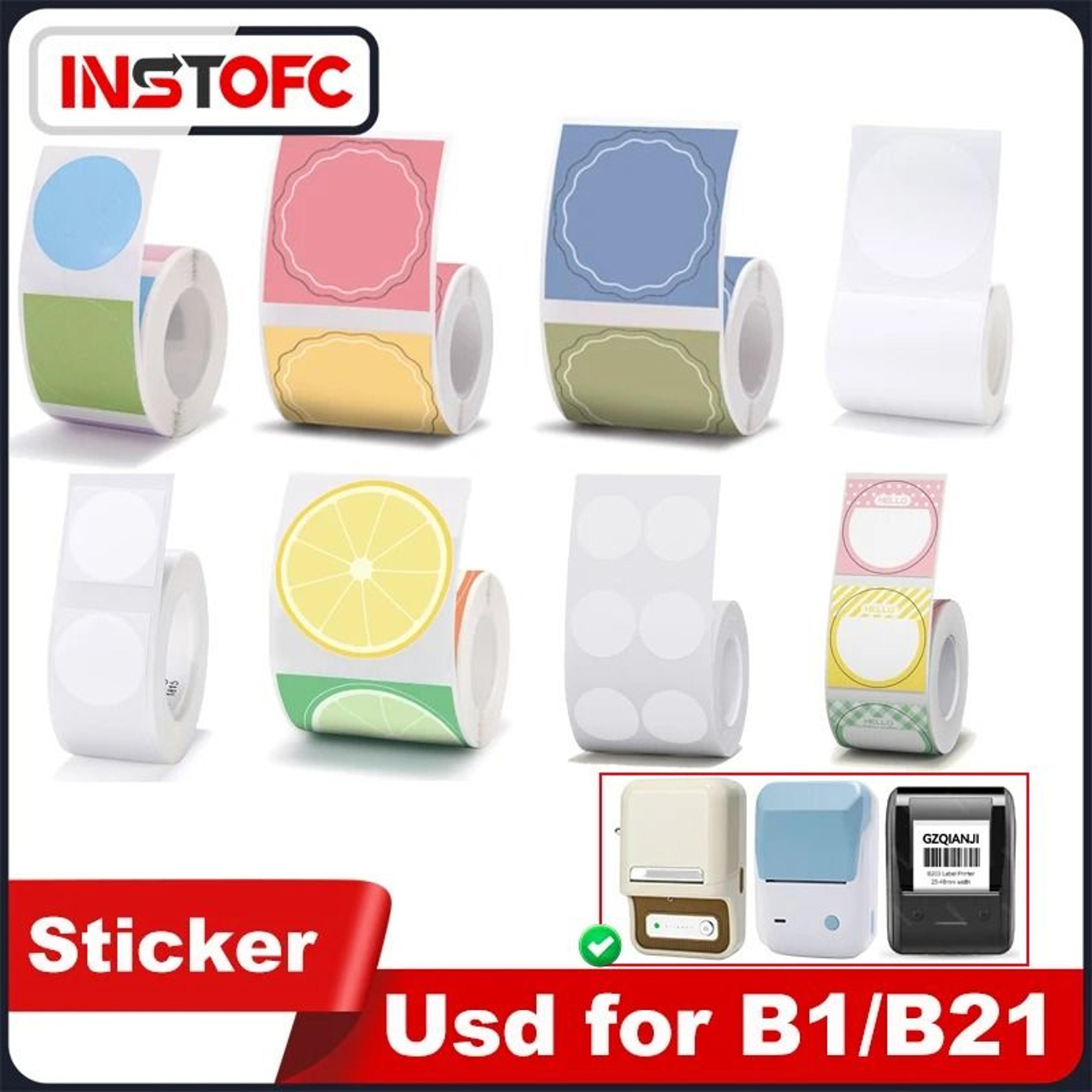 niimbot multi-color & white thermal round label paper rolls for b21, b1 & b3s printers
