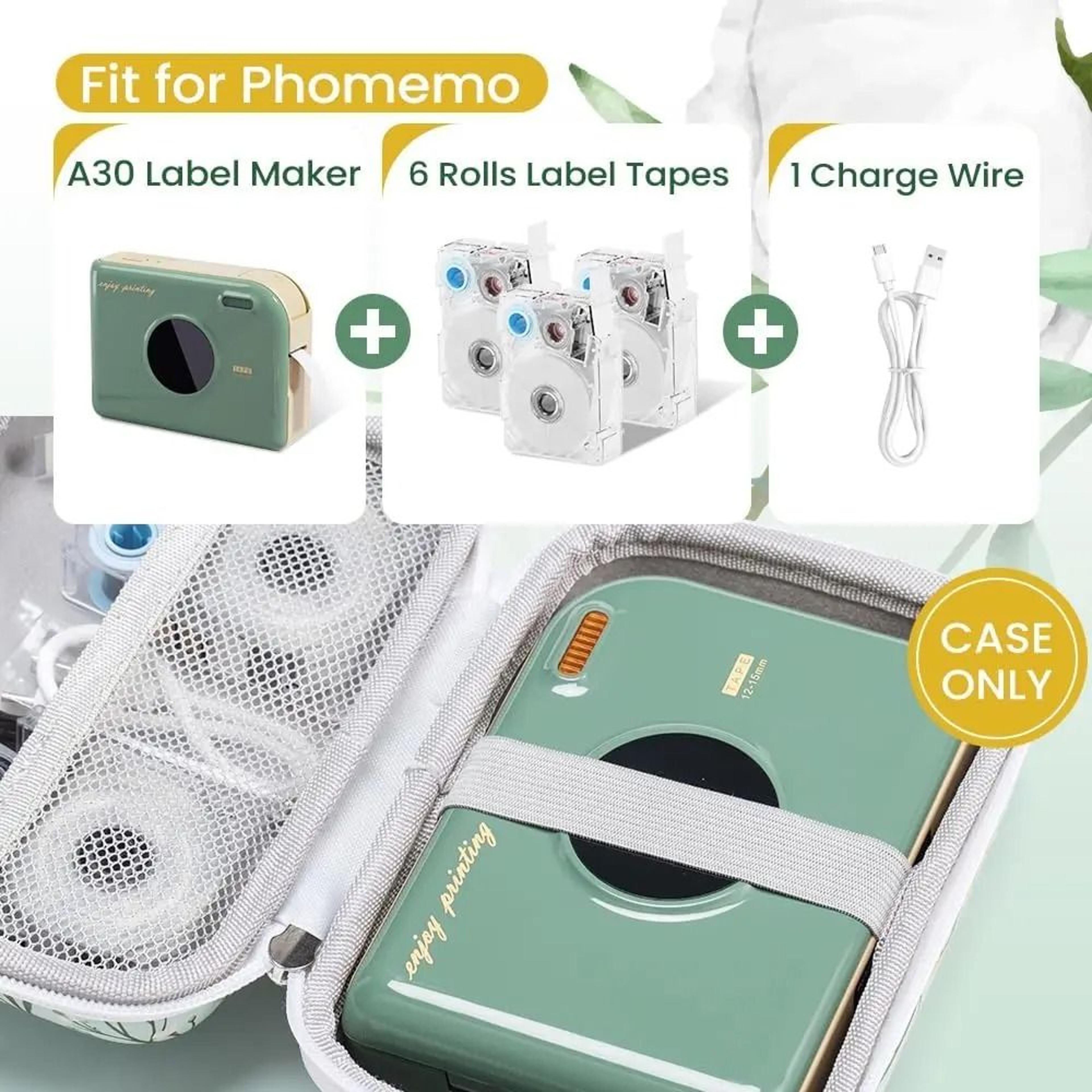 phomemo a30 wireless bluetooth gift ribbon & label printer with storage case
