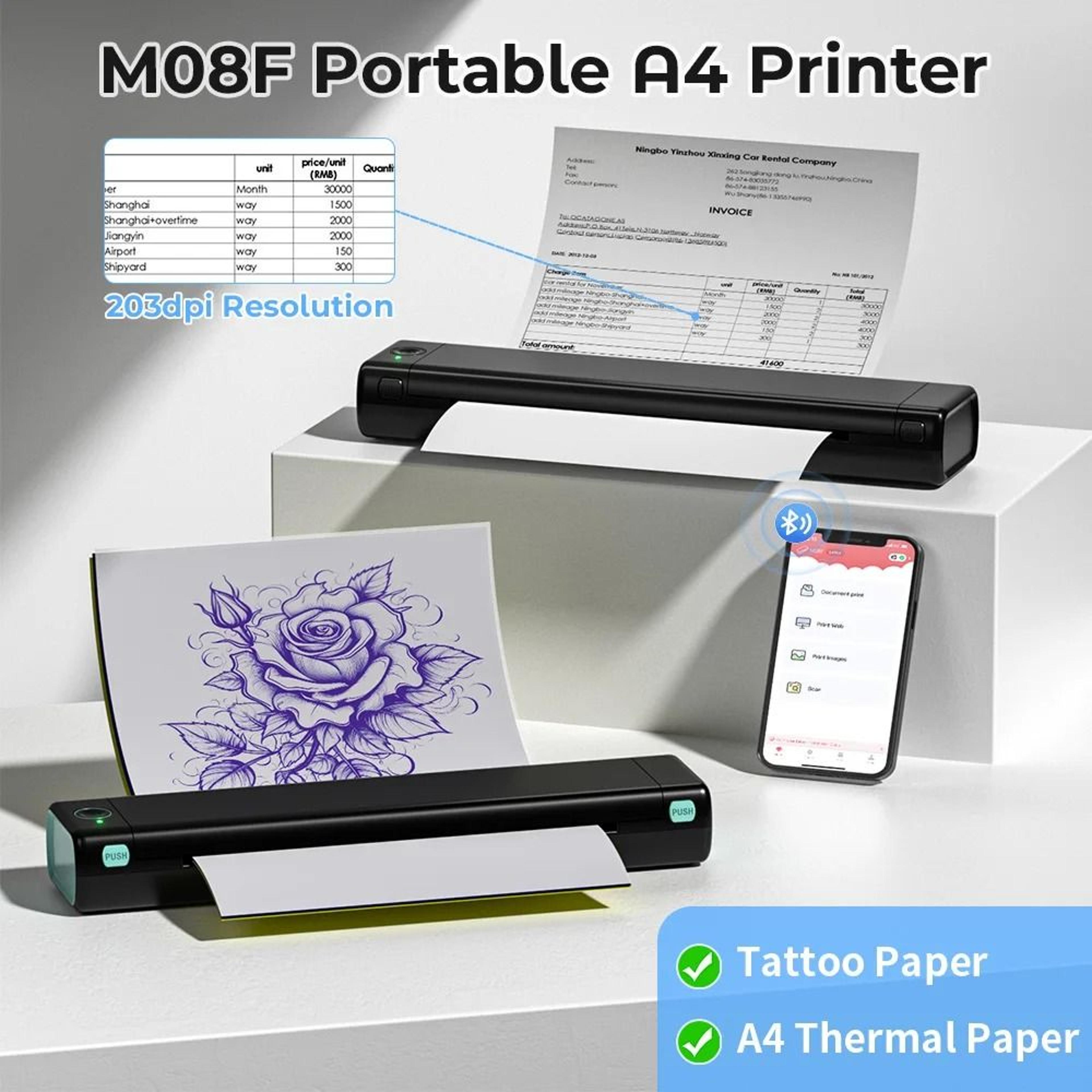 phomemo m08f portable a4 thermal printer wireless bluetooth mobile printer