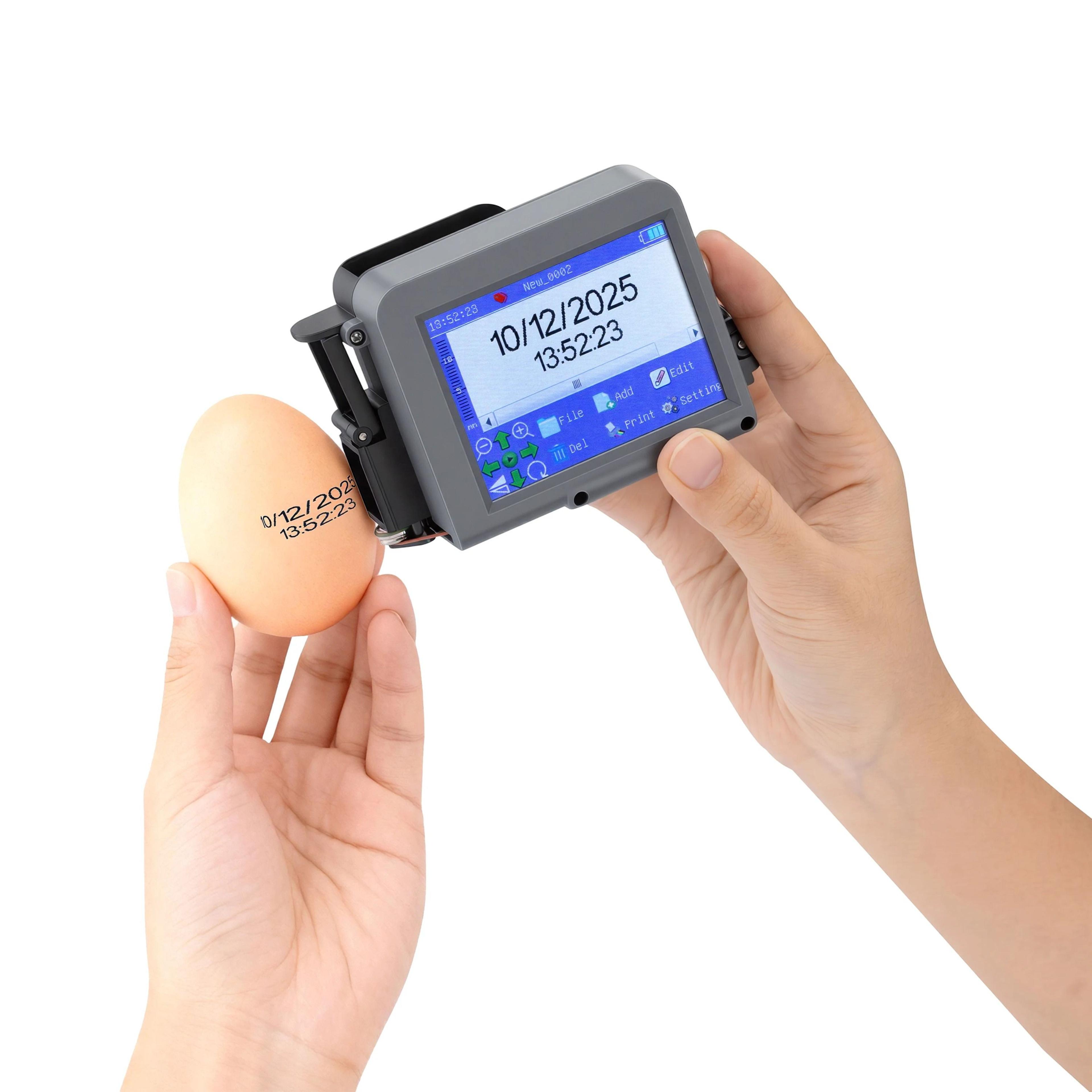 25 language 12.7mm portable handheld thermal inkjet printer for eggs, expiry dates & barcodes