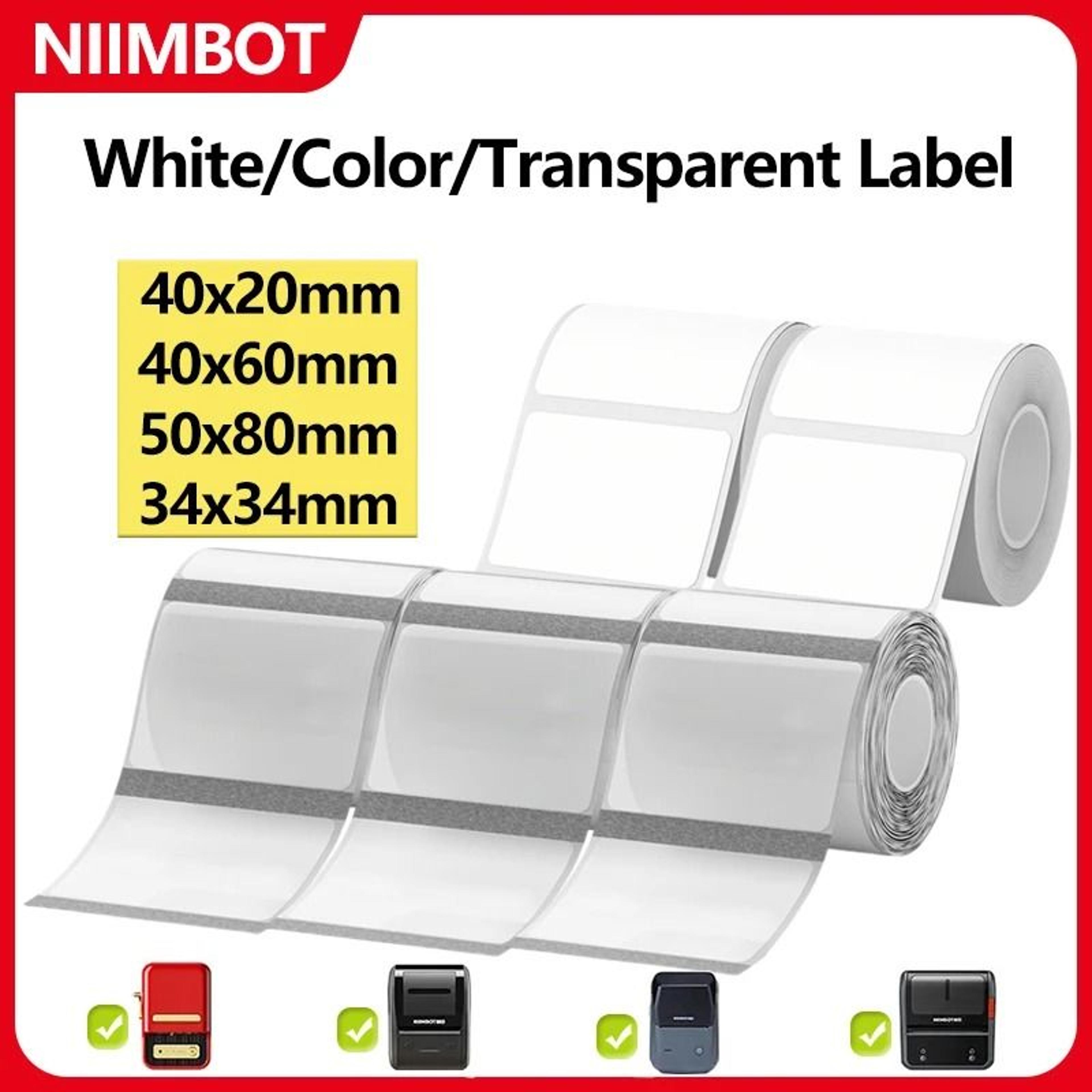 niimbot b1 self-adhesive thermal label paper rolls (20-50mm white, color & transparent)