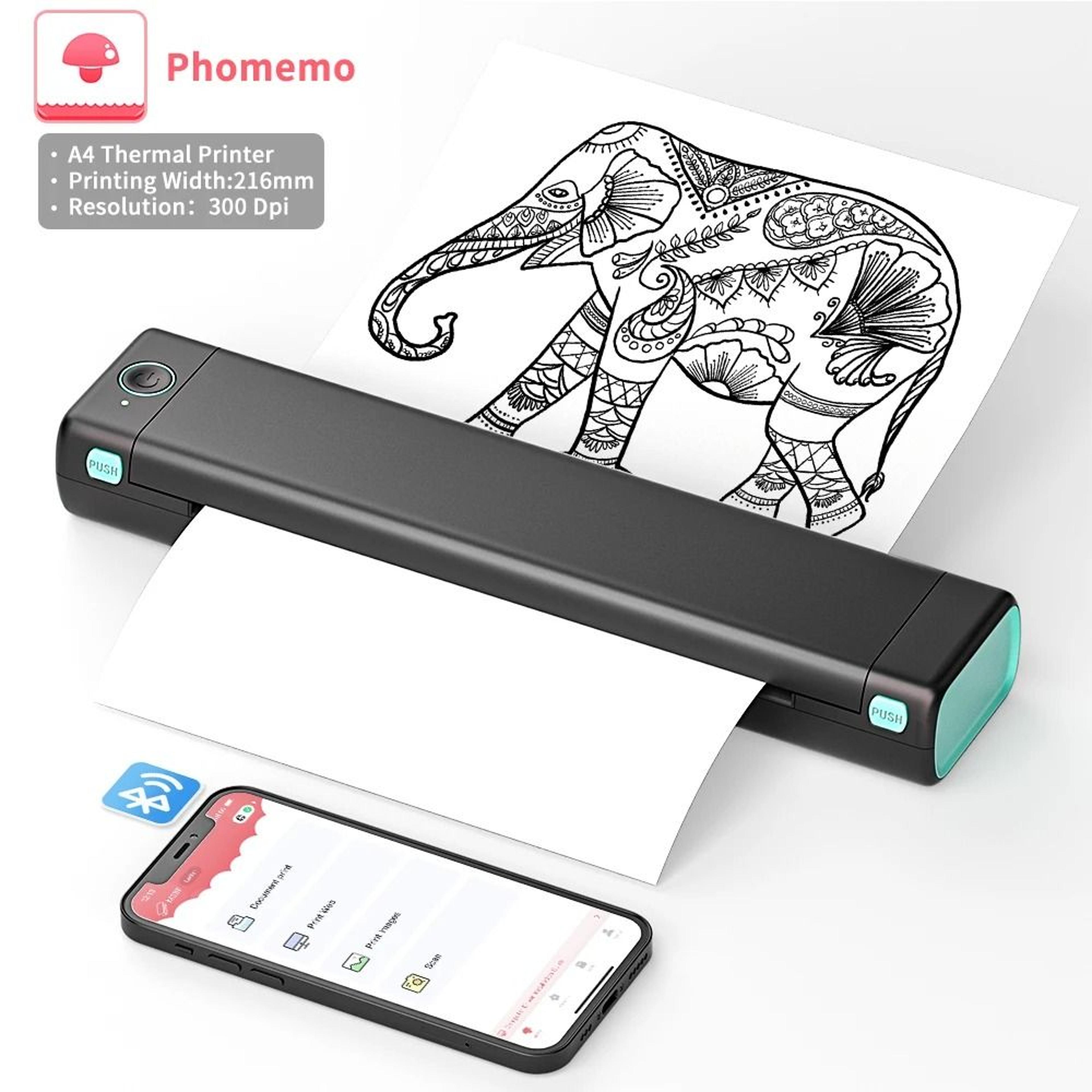 phomemo m08f wireless portable a4 thermal travel printer for car & office
