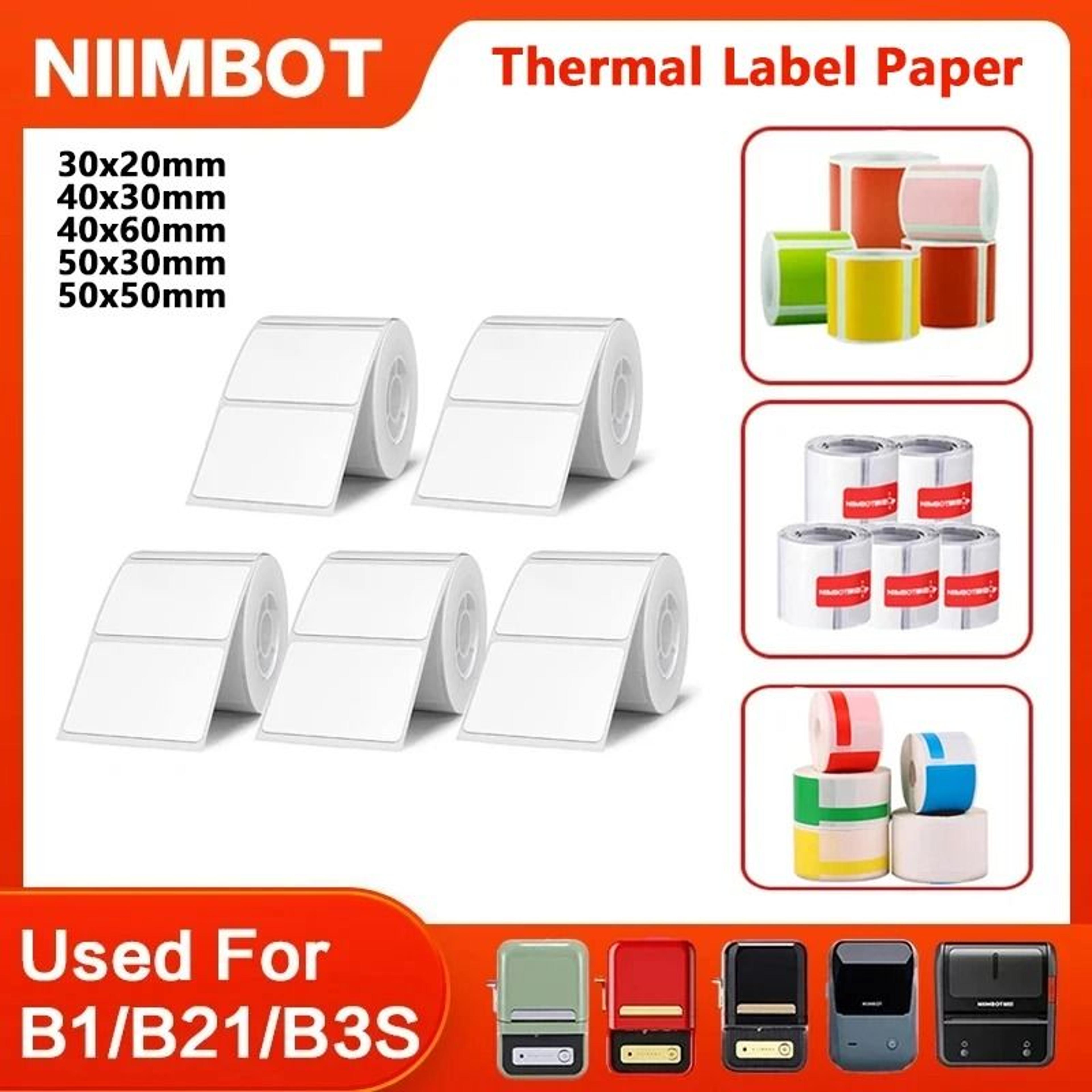 niimbot waterproof thermal label paper rolls (white, round, color & cable) for b1, b203, b21 & b3s printers
