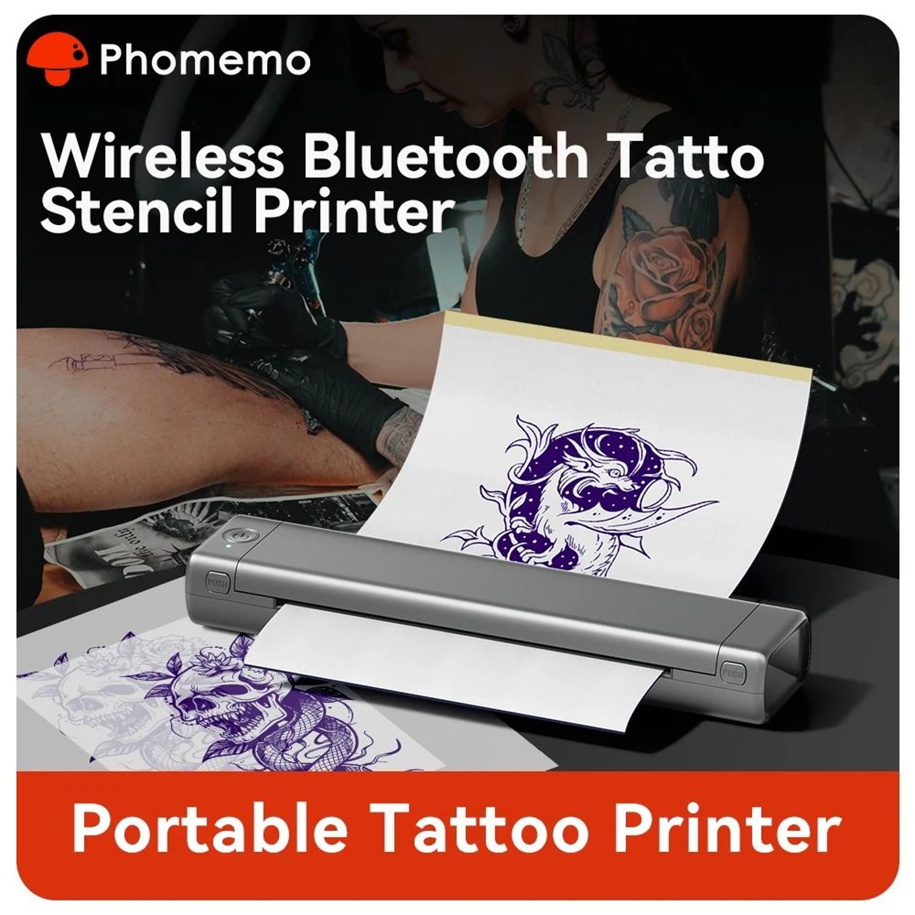 phomemo m08f wireless bluetooth thermal tattoo stencil printer for professional artists & beginners