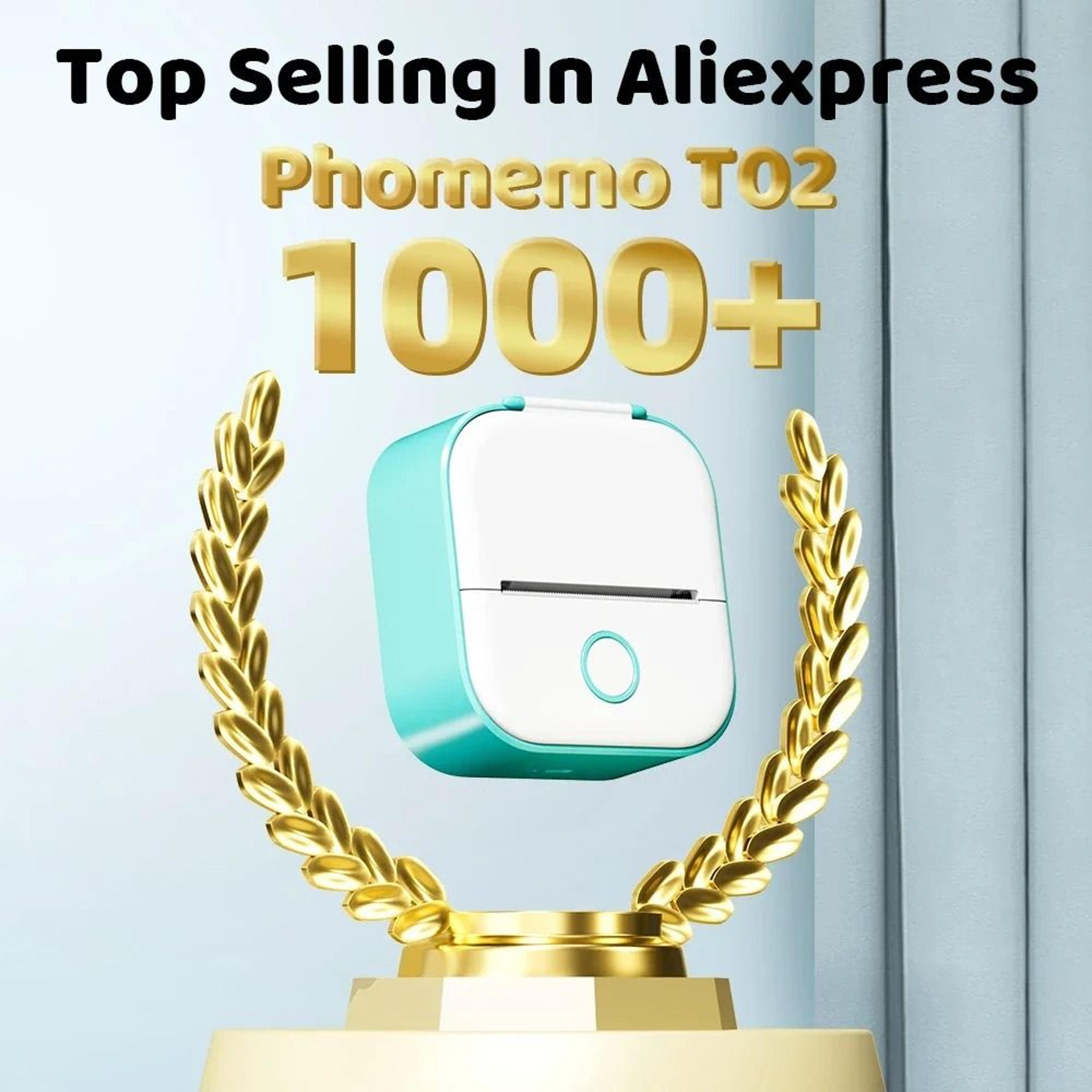 phomemo t02 portable bluetooth mini thermal pocket printer & sticker maker for notes, study & photos