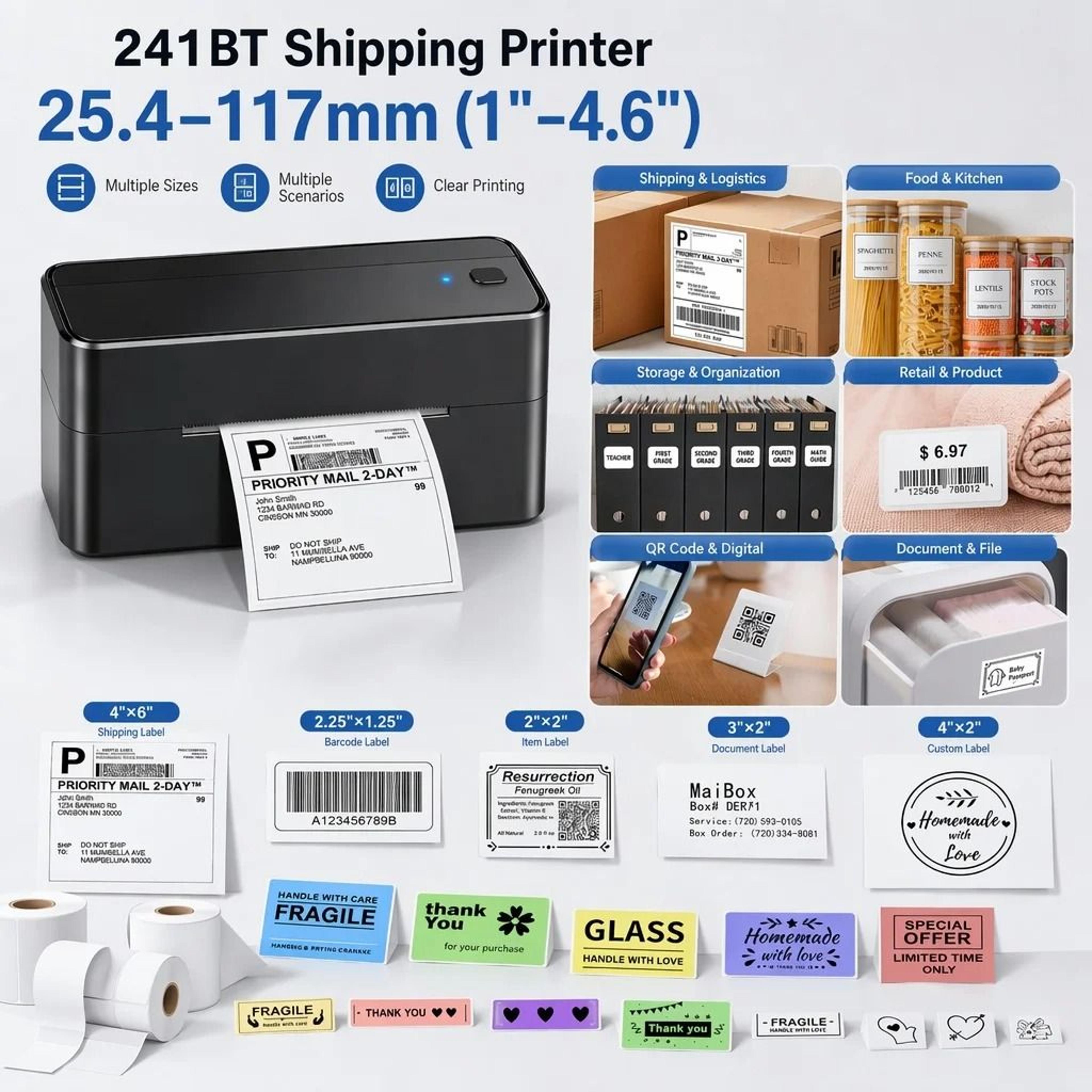 phomemo 241bt wireless bluetooth 4x6 thermal shipping label printer for small business & e-commerce