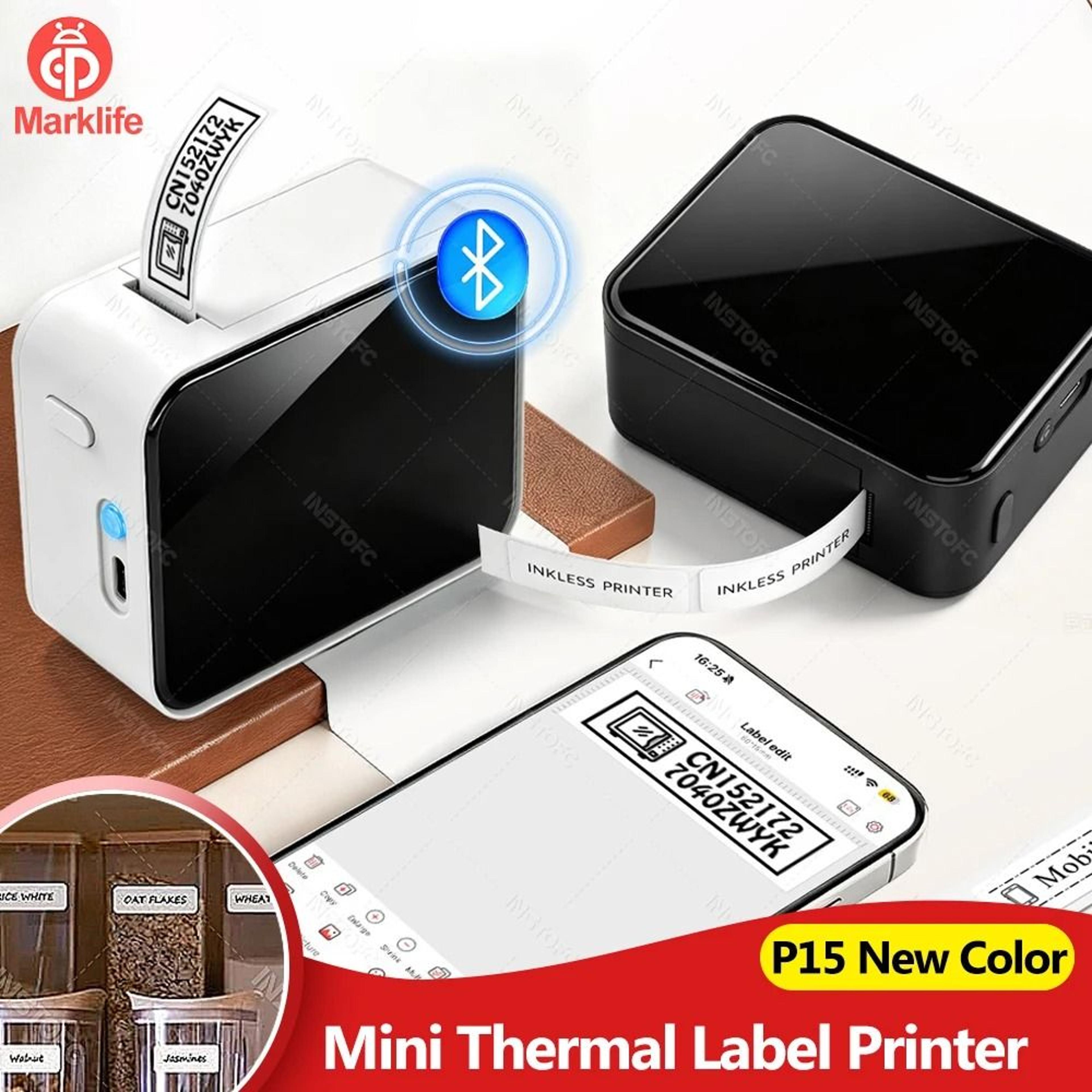 marklife p15 portable wireless thermal label printer & sticker maker for office, kitchen & school