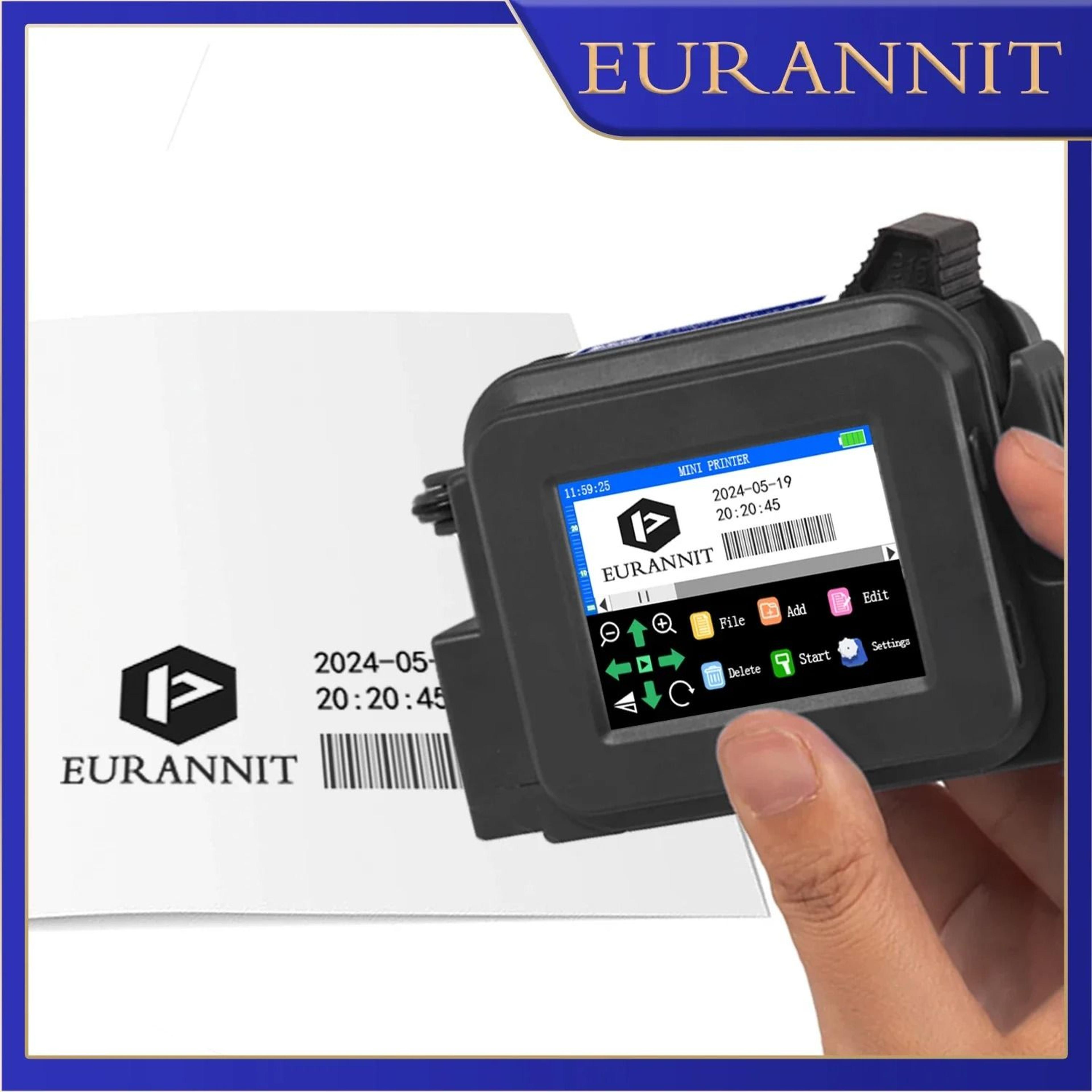 eurannit xmini 12.7mm handheld portable mini inkjet printer with fast-drying solvent ink