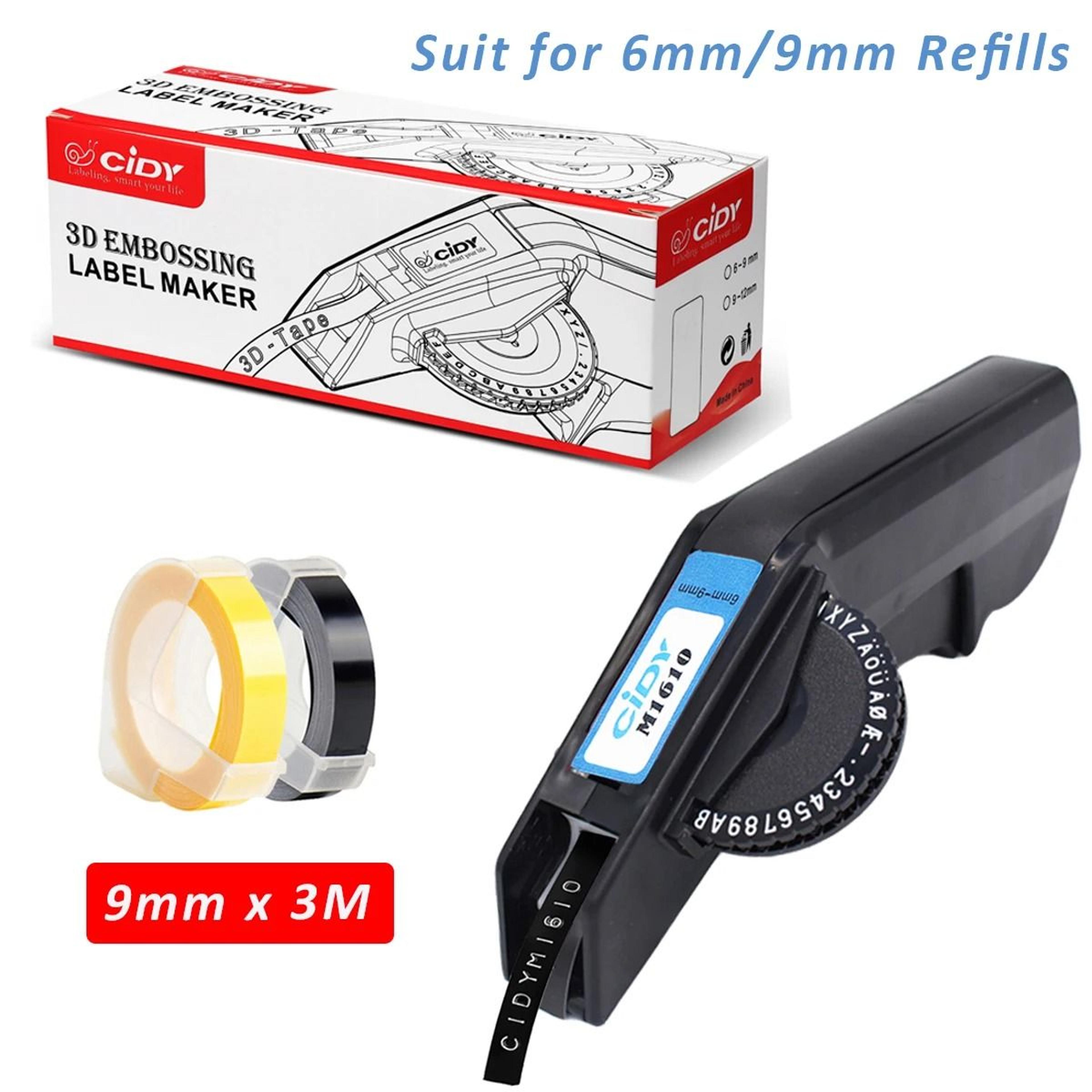 cidy 1610 manual embossing label maker & diy tape printer for 6mm & 9mm tapes