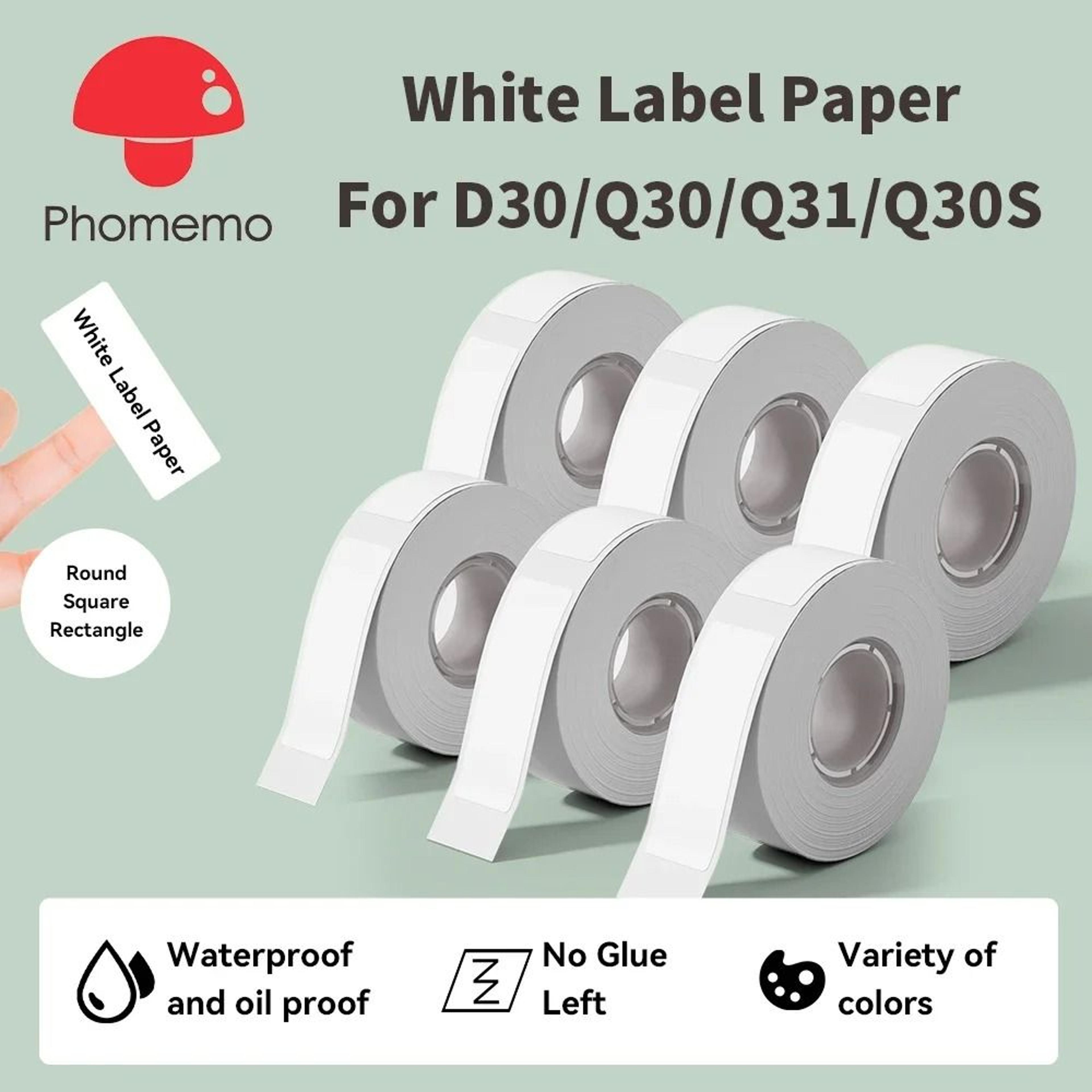3 rolls white self-adhesive thermal label paper tape for phomemo q30 label maker