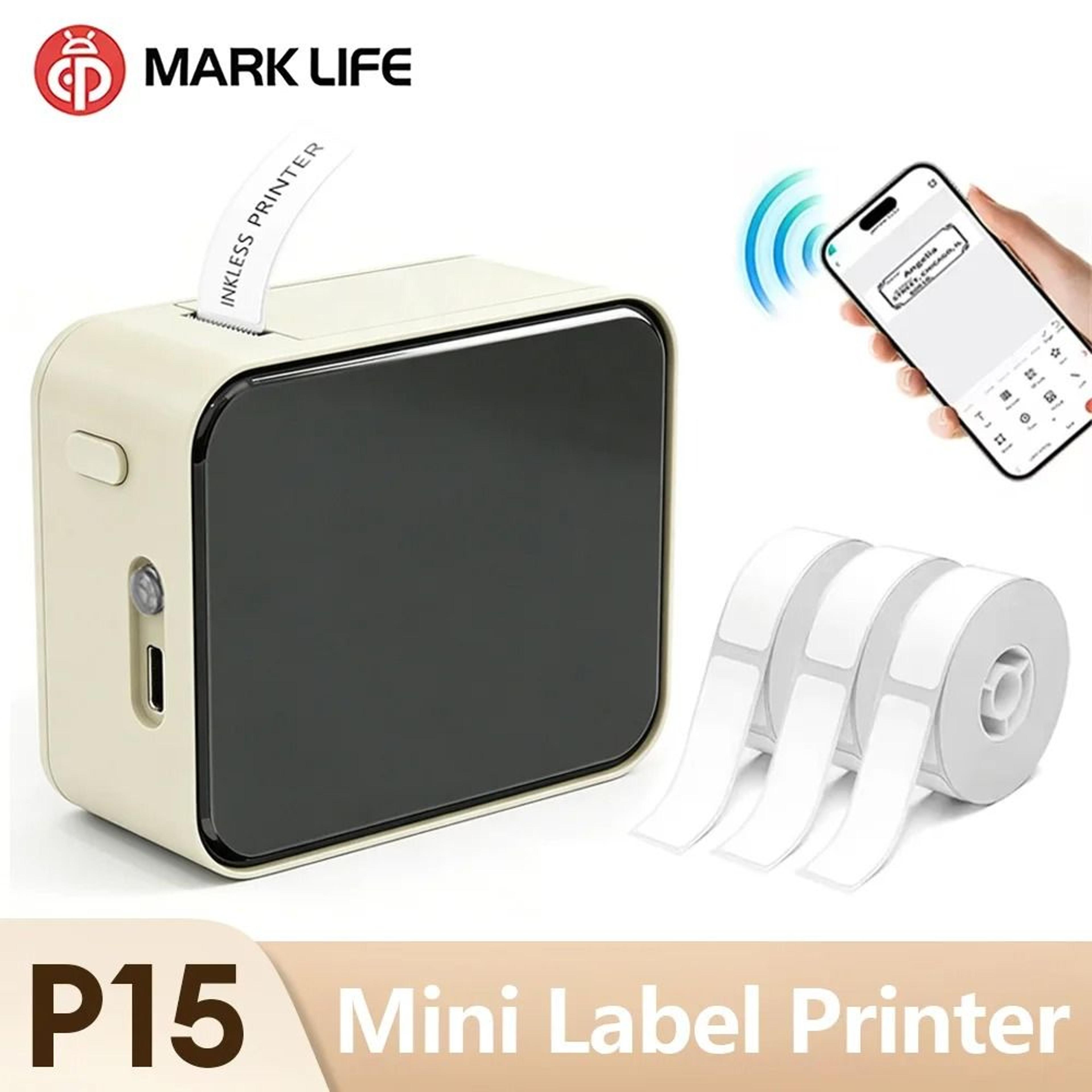 marklife p15 mini handheld bluetooth thermal label printer set with adhesive labels for price tags & organization