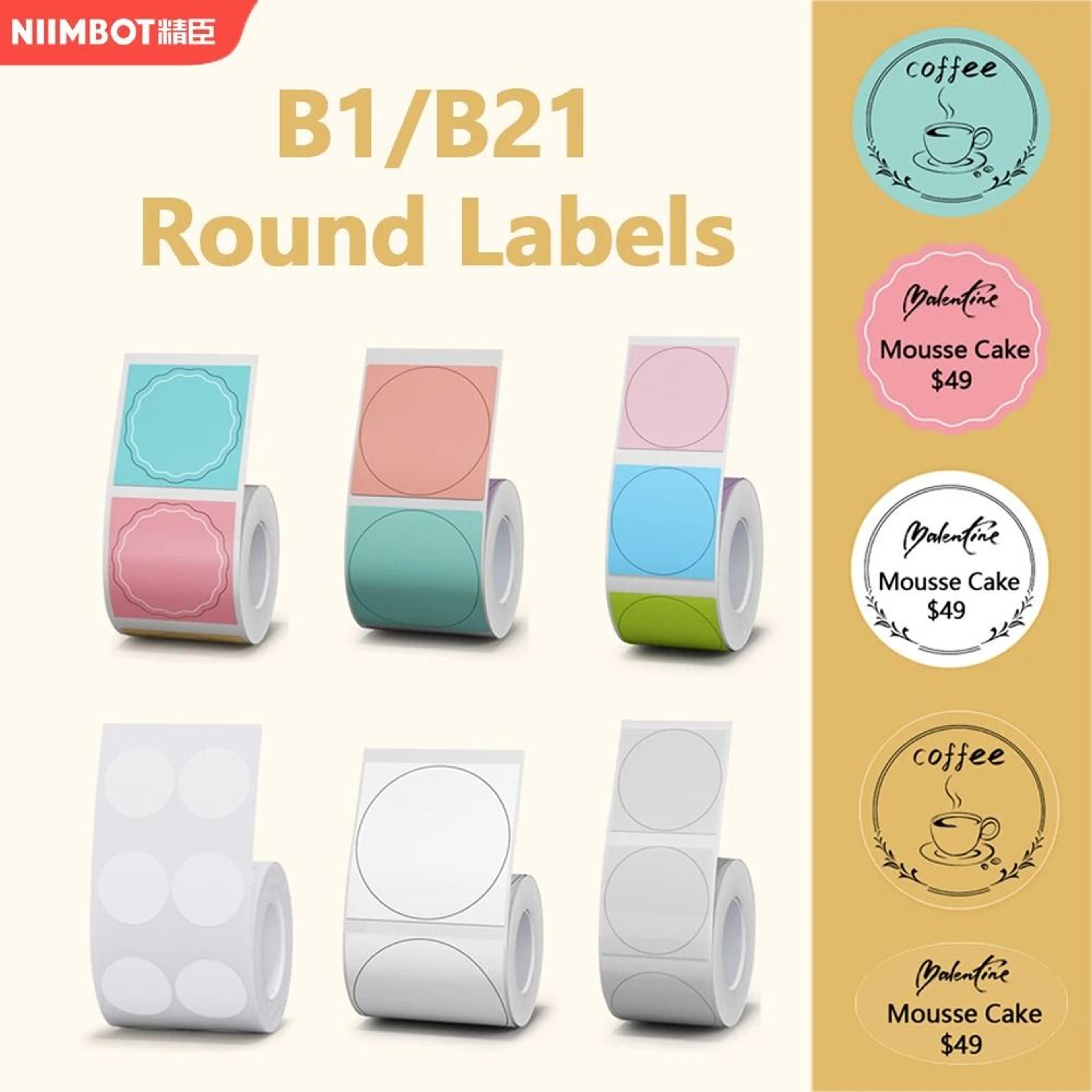 niimbot official self-adhesive waterproof round thermal label sticker rolls for b1, b21 & b3s printers