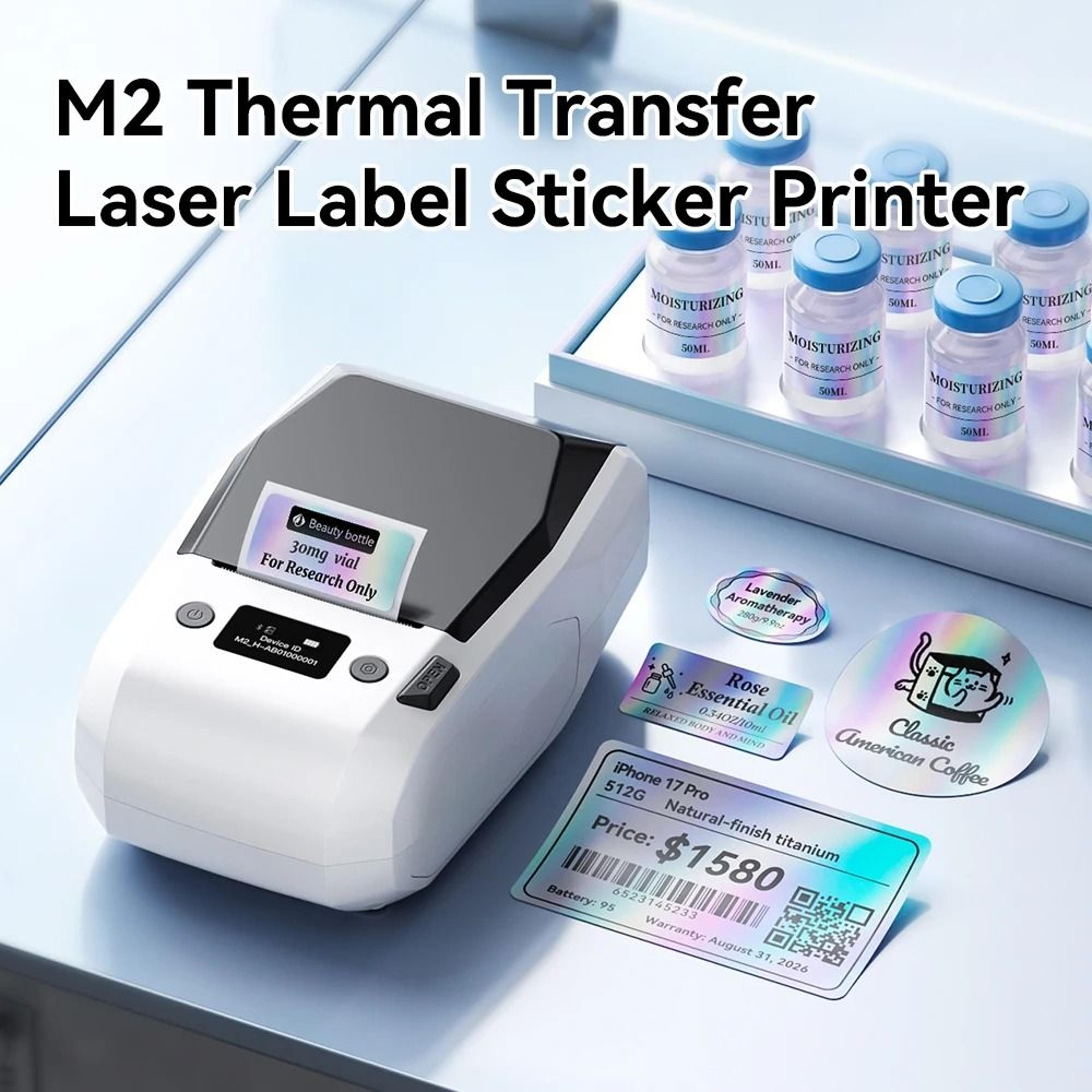 niimbot 300 dpi high-definition thermal transfer label printer for reagent vials, eye drop bottles & hologram name tags