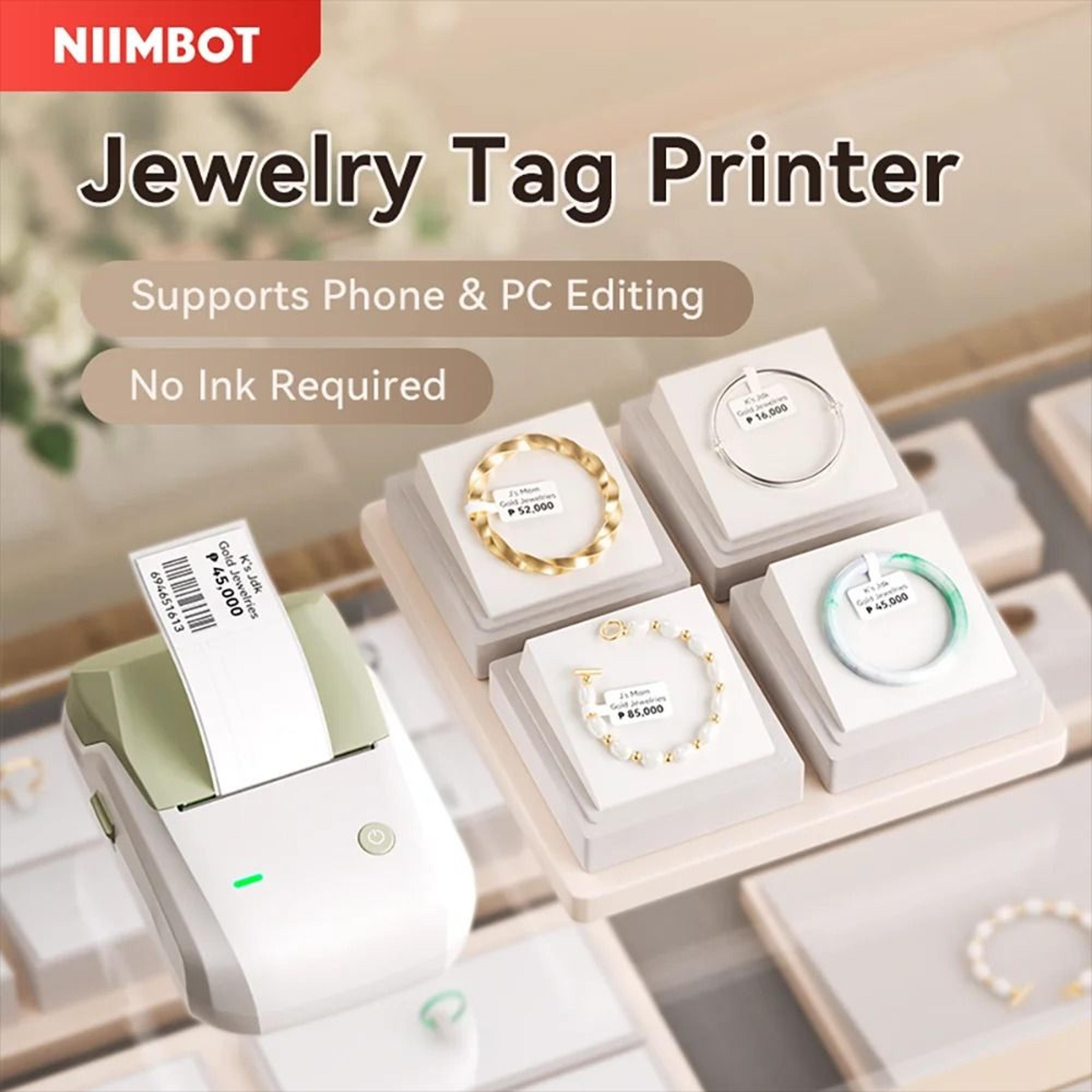 niimbot b1 wireless jewelry tag label printer for necklaces, rings & earrings