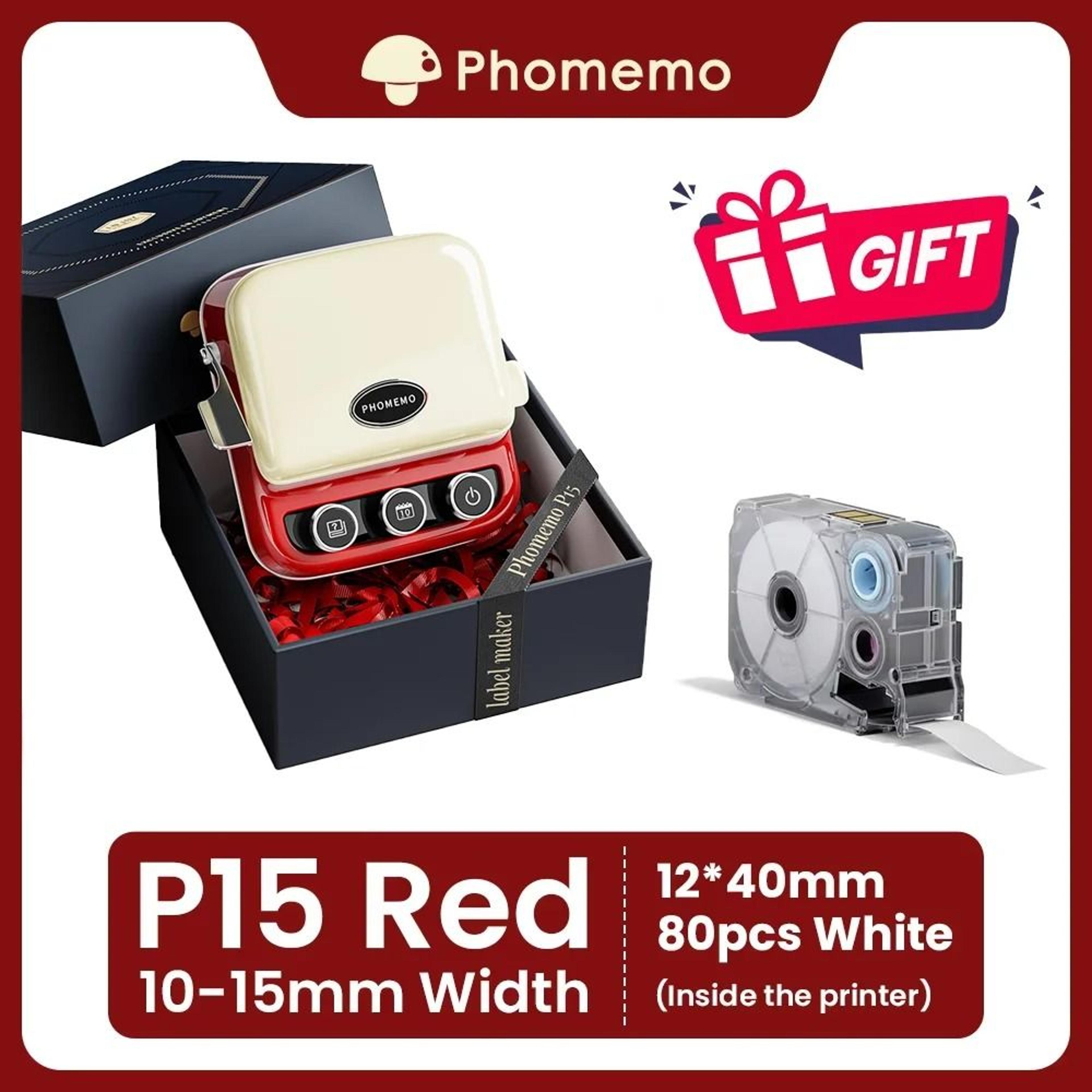 phomemo p15 wireless bluetooth gift ribbon & thermal label printer for name tags & favors