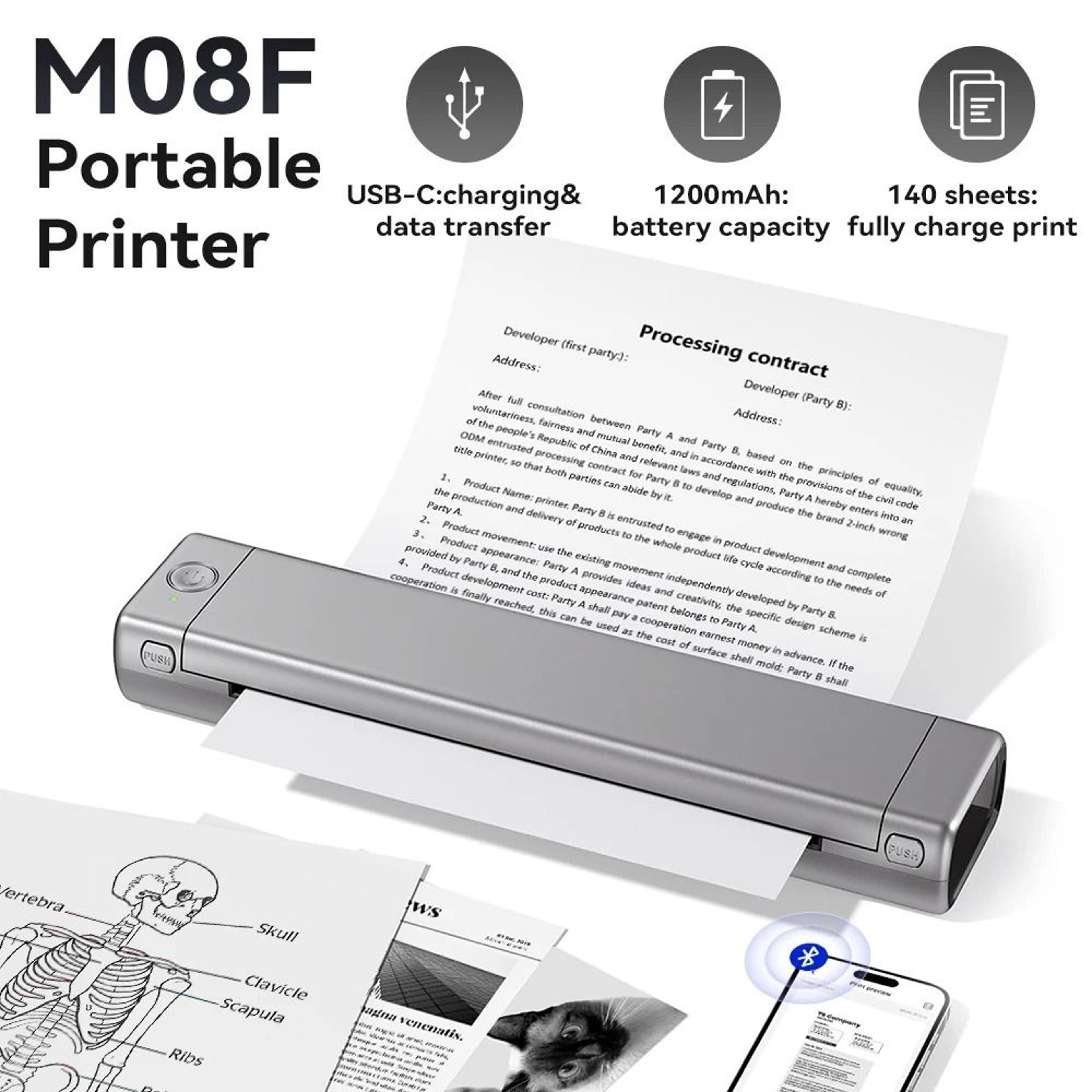 phomemo m08f portable a4 wireless thermal printer & mobile tattoo stencil maker for phone & pc