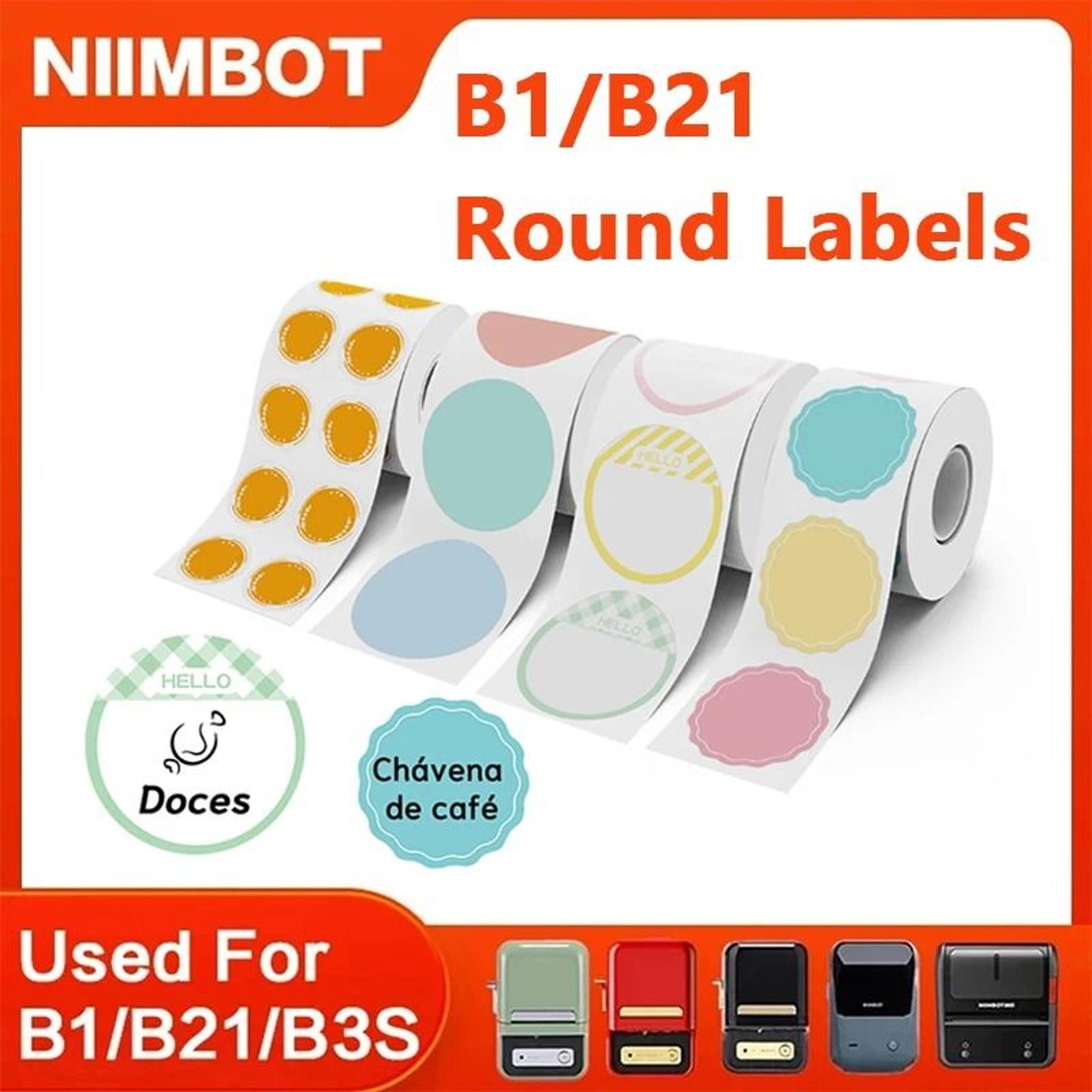 niimbot official thermal round sticker label paper rolls (white & transparent) for b1, b21 & b3s printers