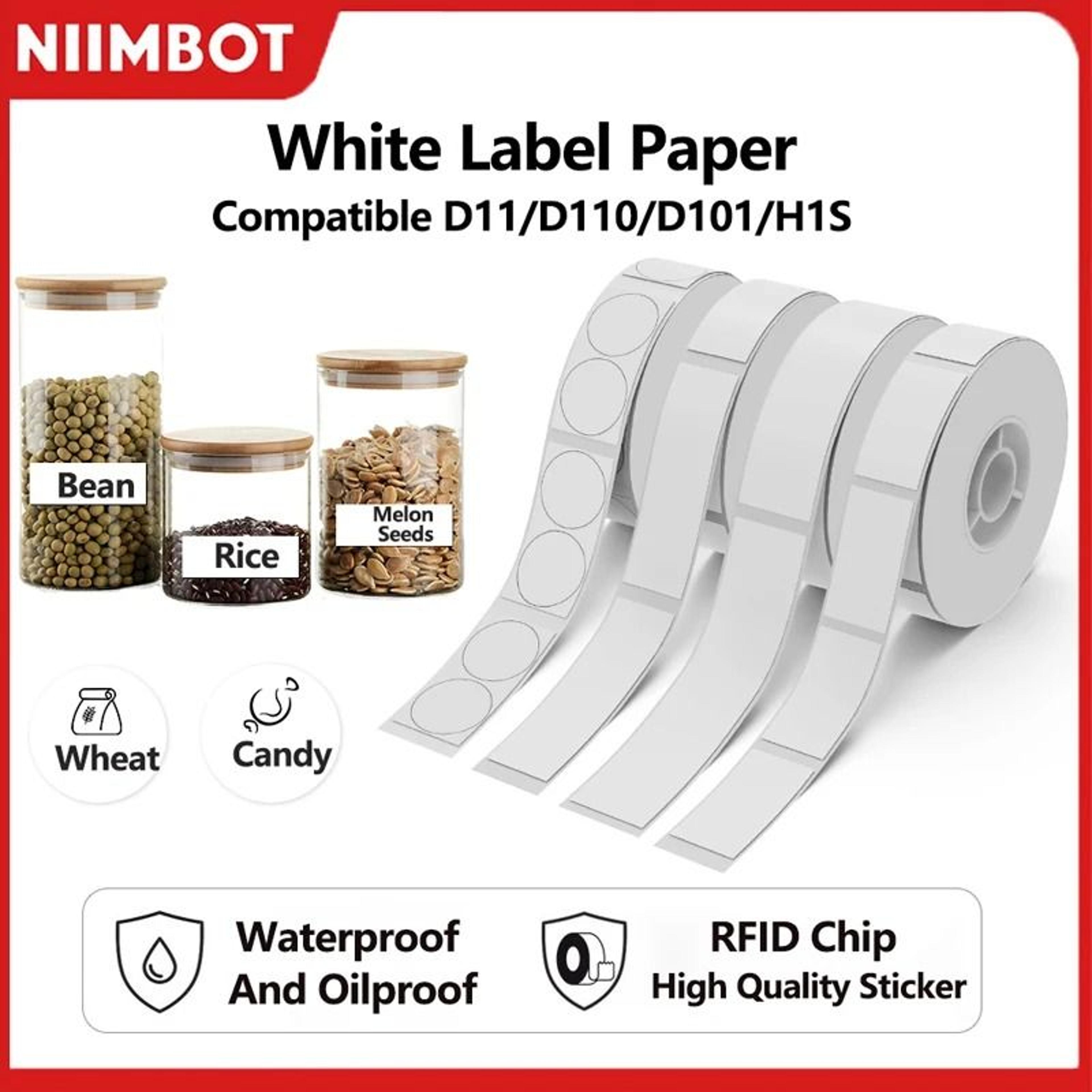 niimbot official white self-adhesive thermal label tape rolls for d11, d101 & d110 mini printers