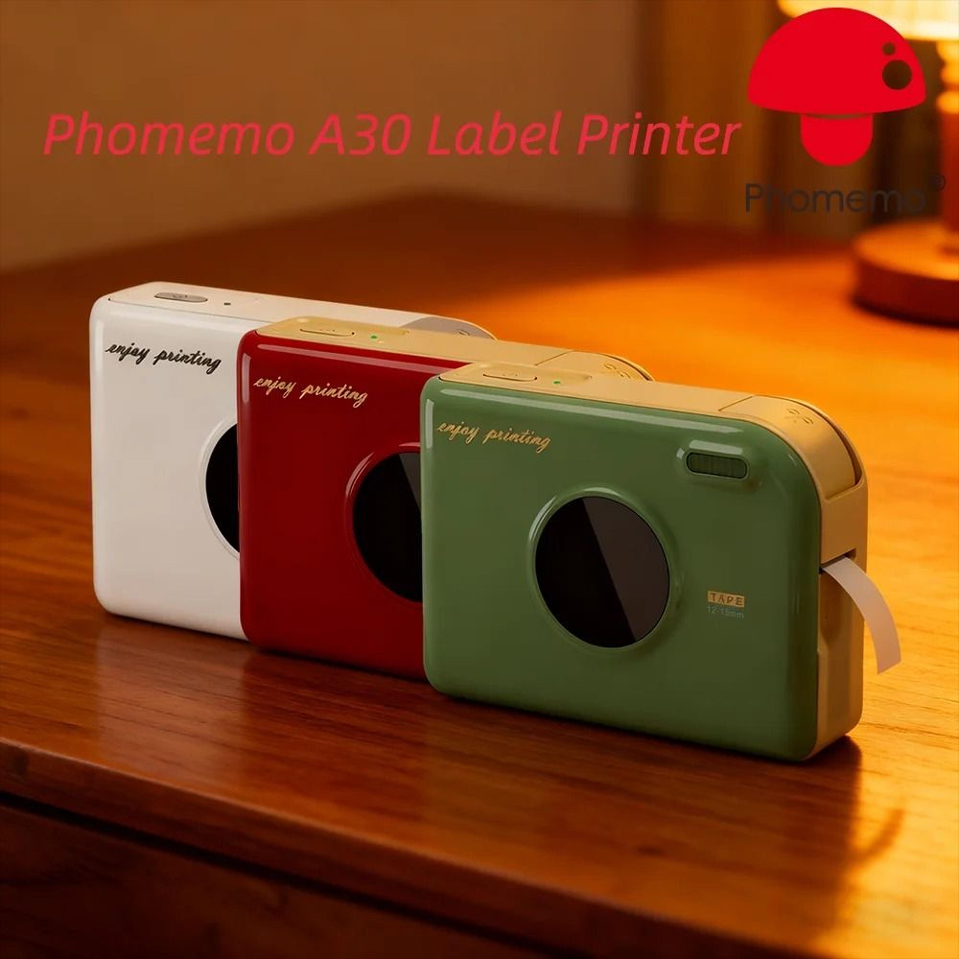 phomemo a30 mini wireless bluetooth label maker printer for gift tags, photo labels & creative crafts