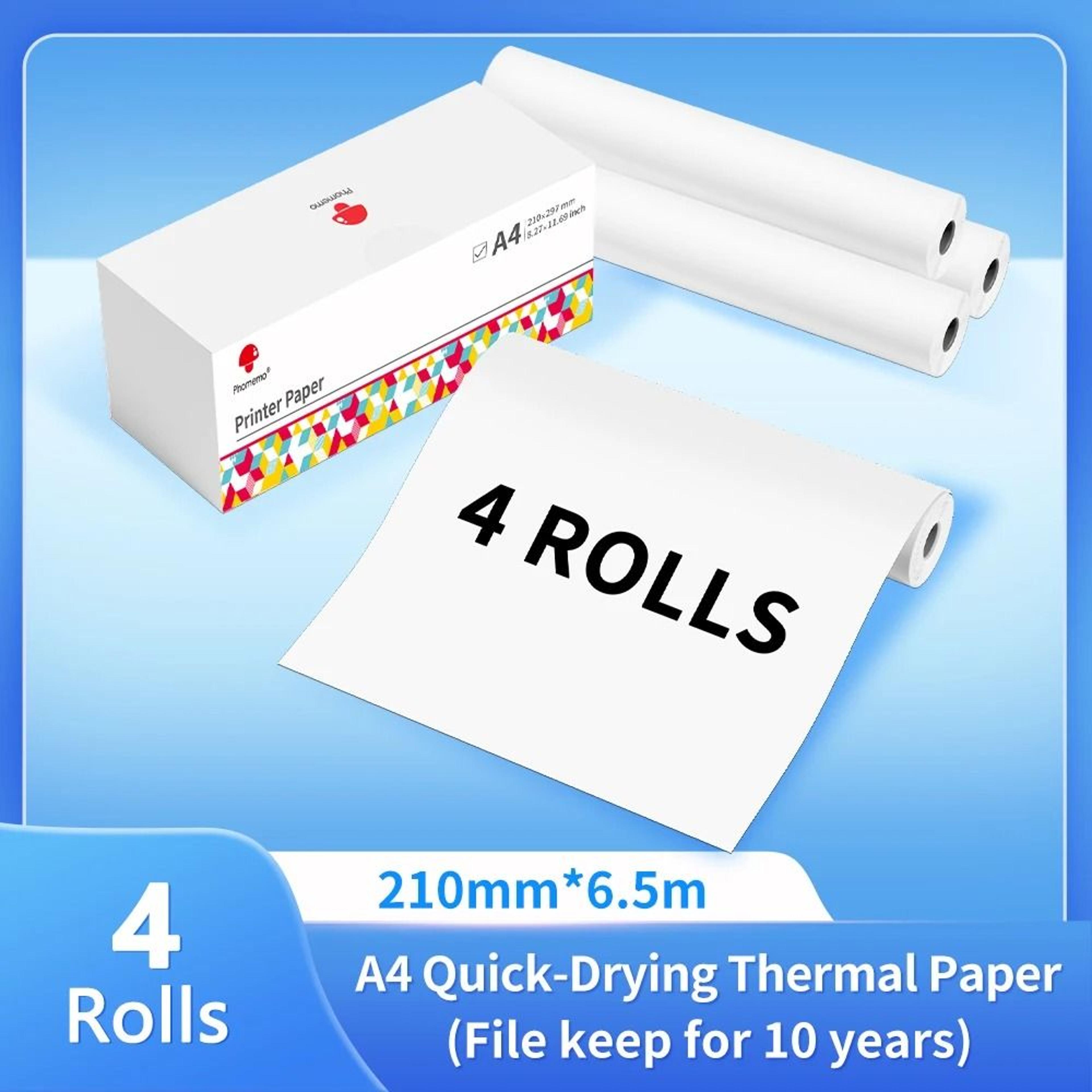 phomemo quick-dry thermal paper rolls (50/80/110mm & a4/letter) for m832, m833, m834 & m835 printers